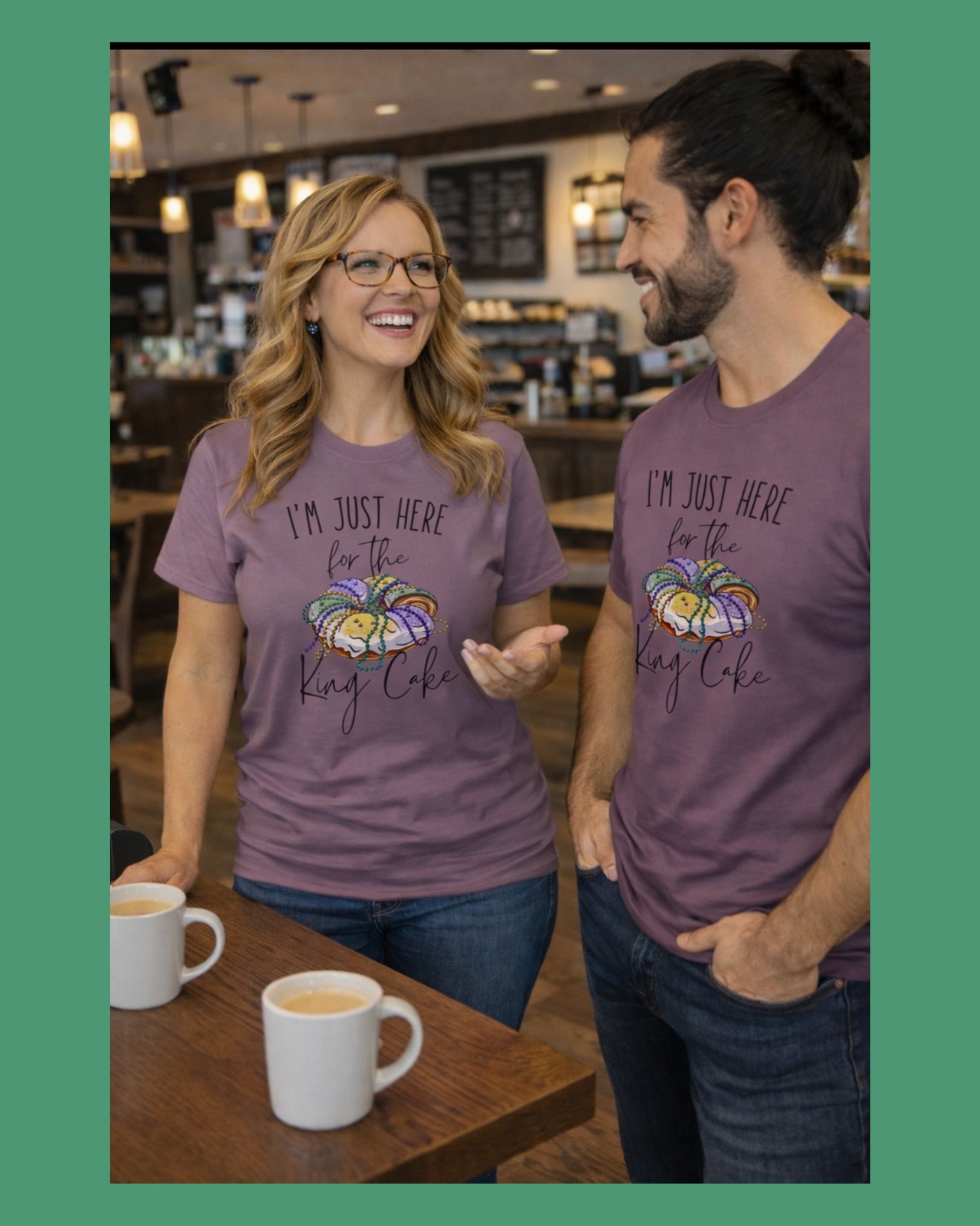 "I’m Just Here for the King Cake" Mardi Gras Shirt product thumbnail image "I’m Just Here for the King Cake" Mardi Gras Shirt product thumbnail image