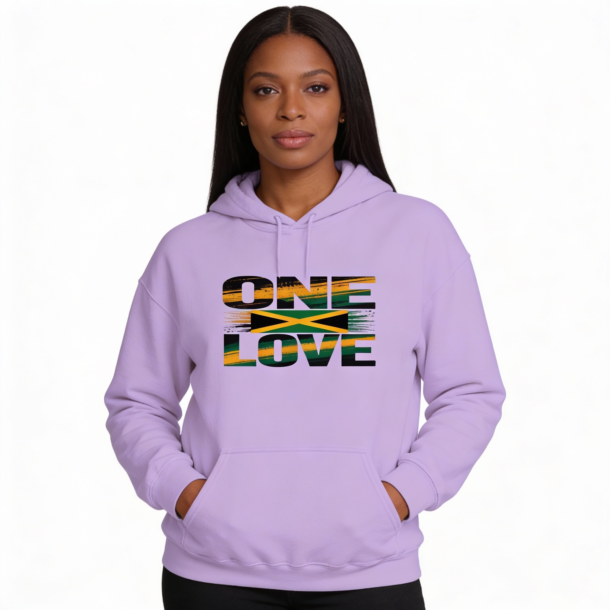 Hoodie-One Love — Unisex Graphic Love &amp; Unity Pullover