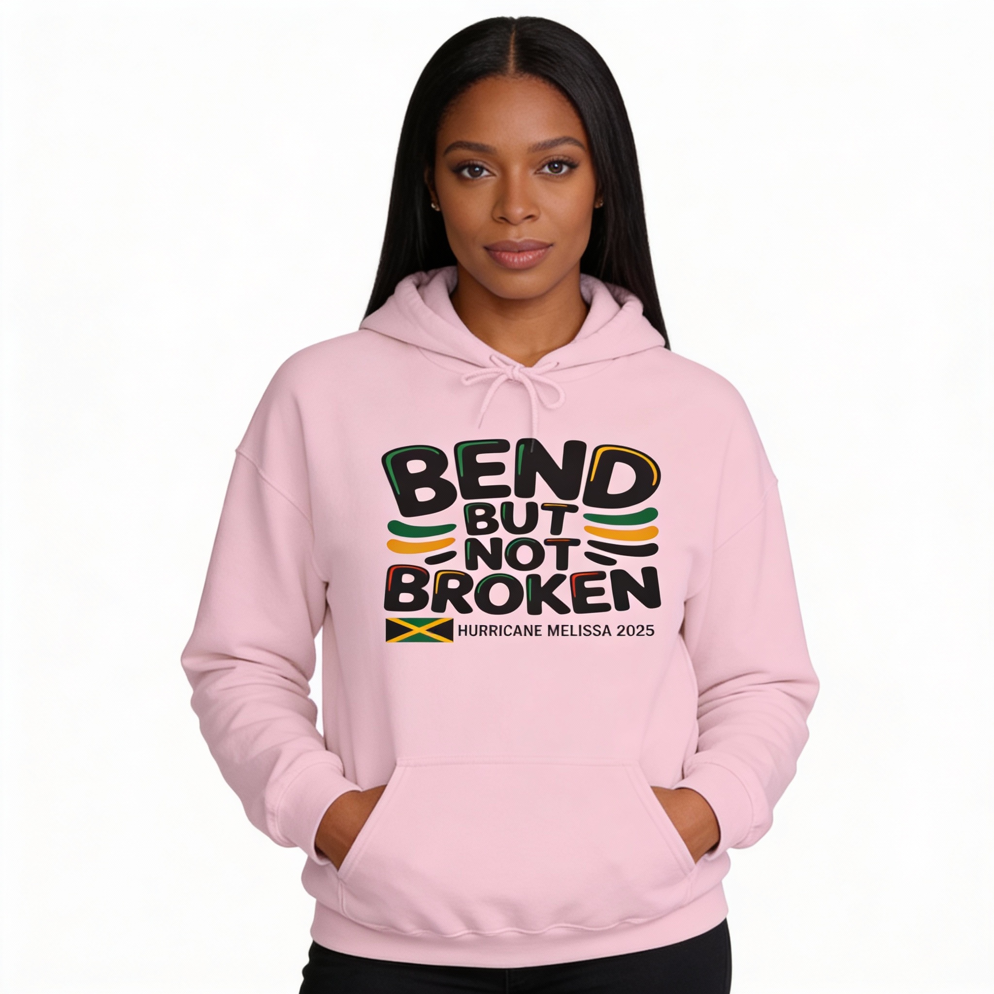 Hoodie -Unisex Bend But Not Broken — Motivational Graphic Sweatshirt-Hurricane melissa 2025 product thumbnail image