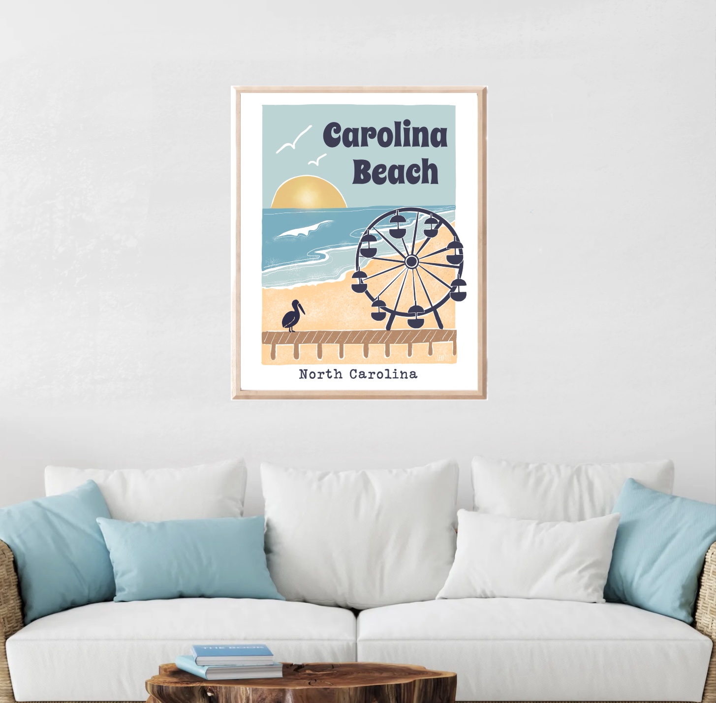Vintage Carolina Beach Boardwalk Ferris Wheel Matte Poster product thumbnail image Vintage Carolina Beach Boardwalk Ferris Wheel Matte Poster product thumbnail image