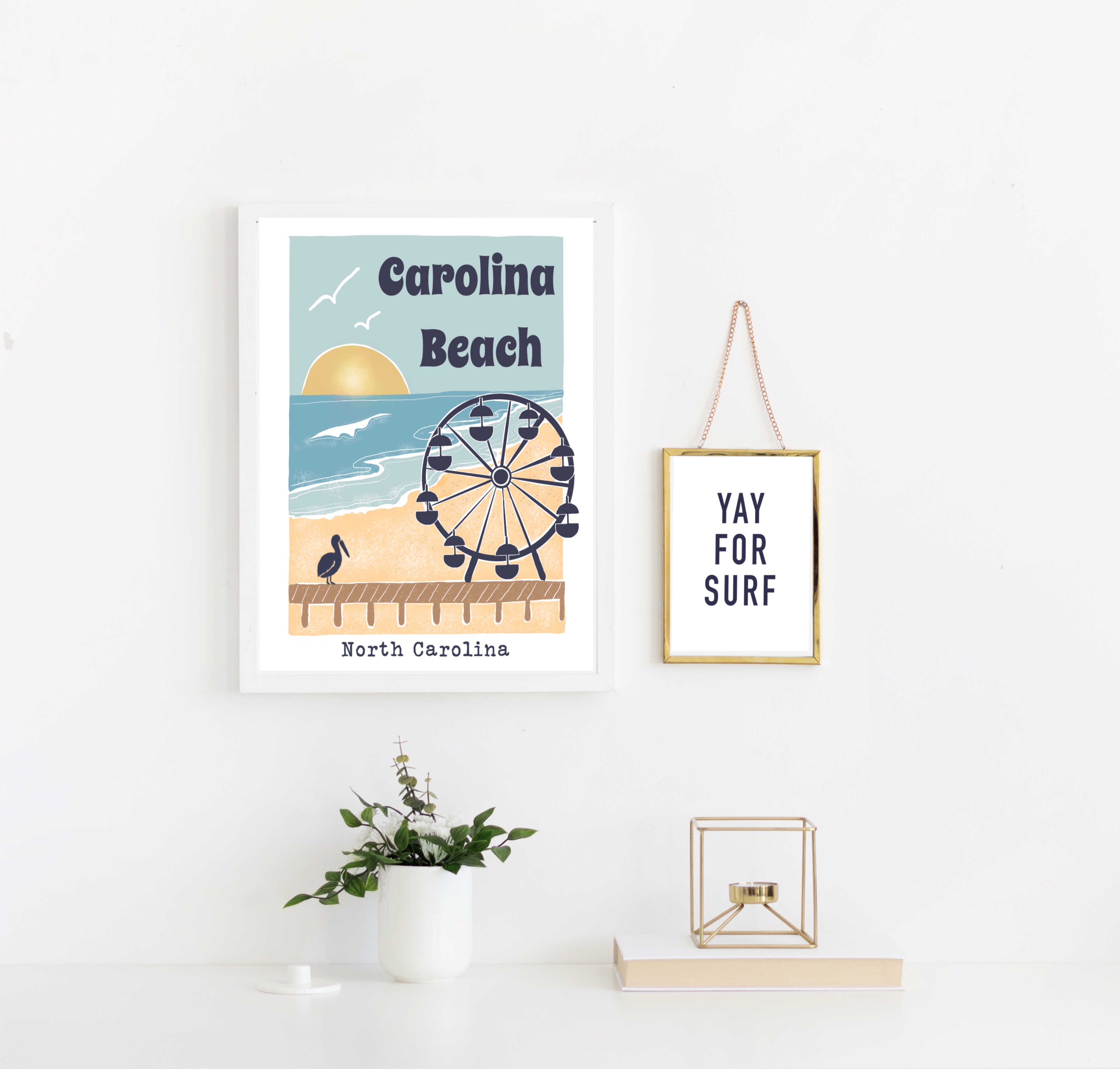 Vintage Carolina Beach Boardwalk Ferris Wheel Matte Poster product thumbnail image Vintage Carolina Beach Boardwalk Ferris Wheel Matte Poster product thumbnail image
