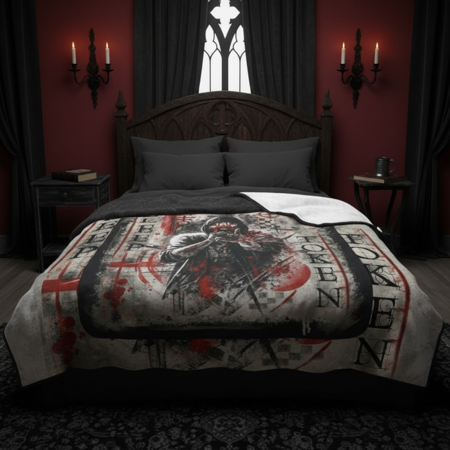 Velveteen Plush Blanket — Dark Horror 'Sleep Token' Graphic Throw product thumbnail image