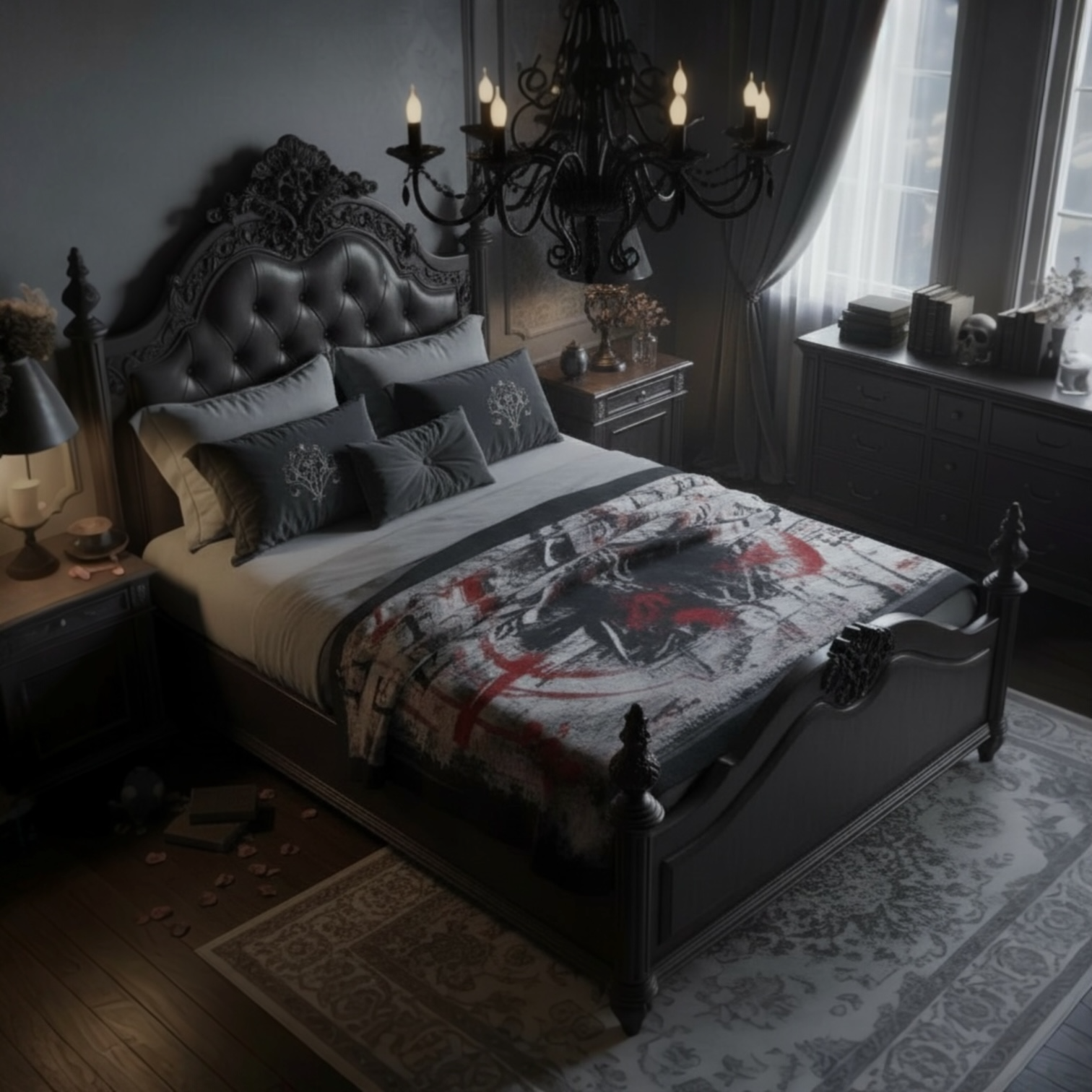 Velveteen Plush Blanket — Dark Horror 'Sleep Token' Graphic Throw product thumbnail image