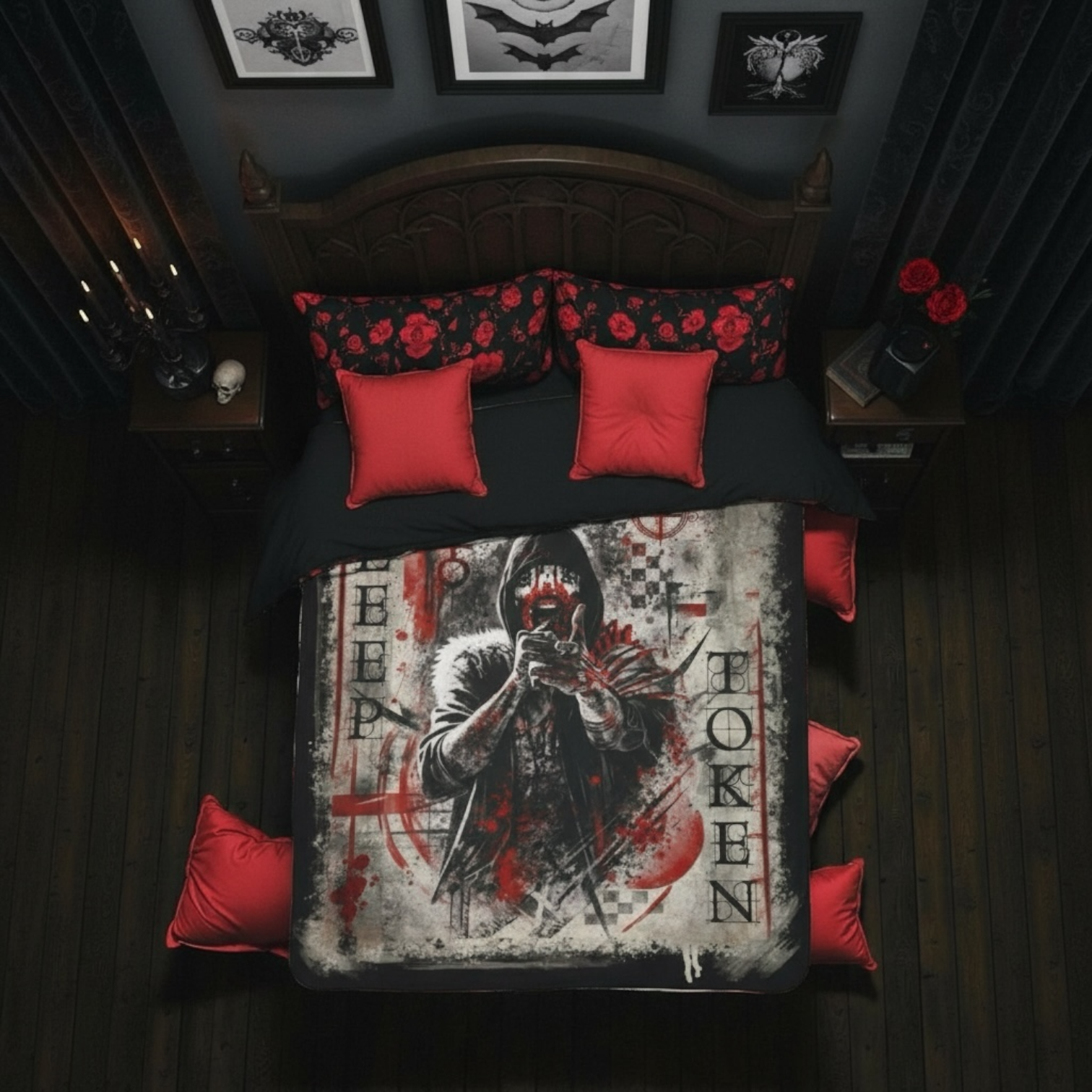 Velveteen Plush Blanket — Dark Horror 'Sleep Token' Graphic Throw product thumbnail image