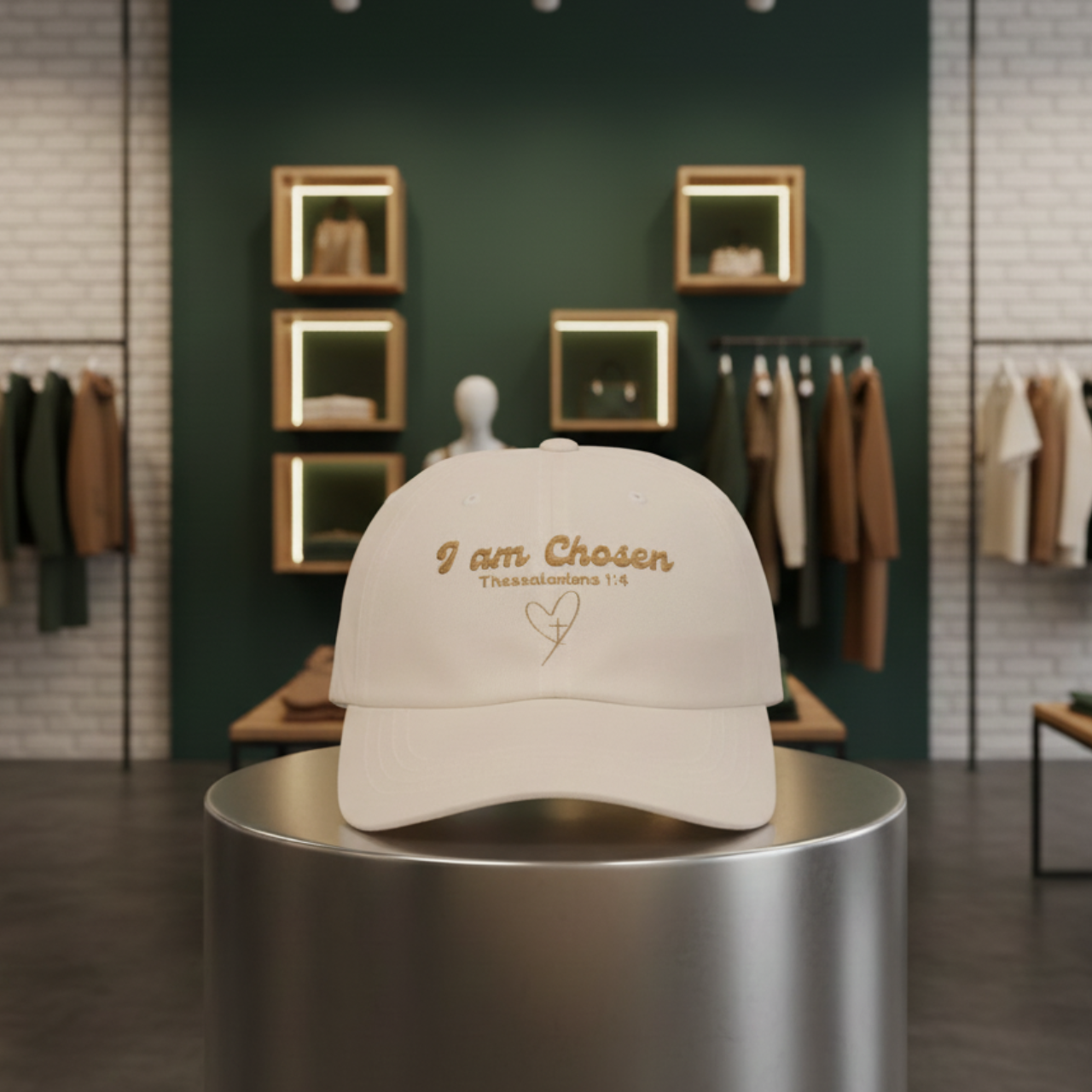 'I Am Chosen' Embroidered Dad Cap – Thessalonians 1:4 Christian Hat 