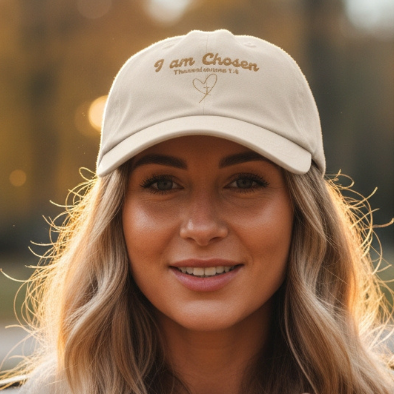 'I Am Chosen' Embroidered Dad Cap – Thessalonians 1:4 Christian Hat  product thumbnail image