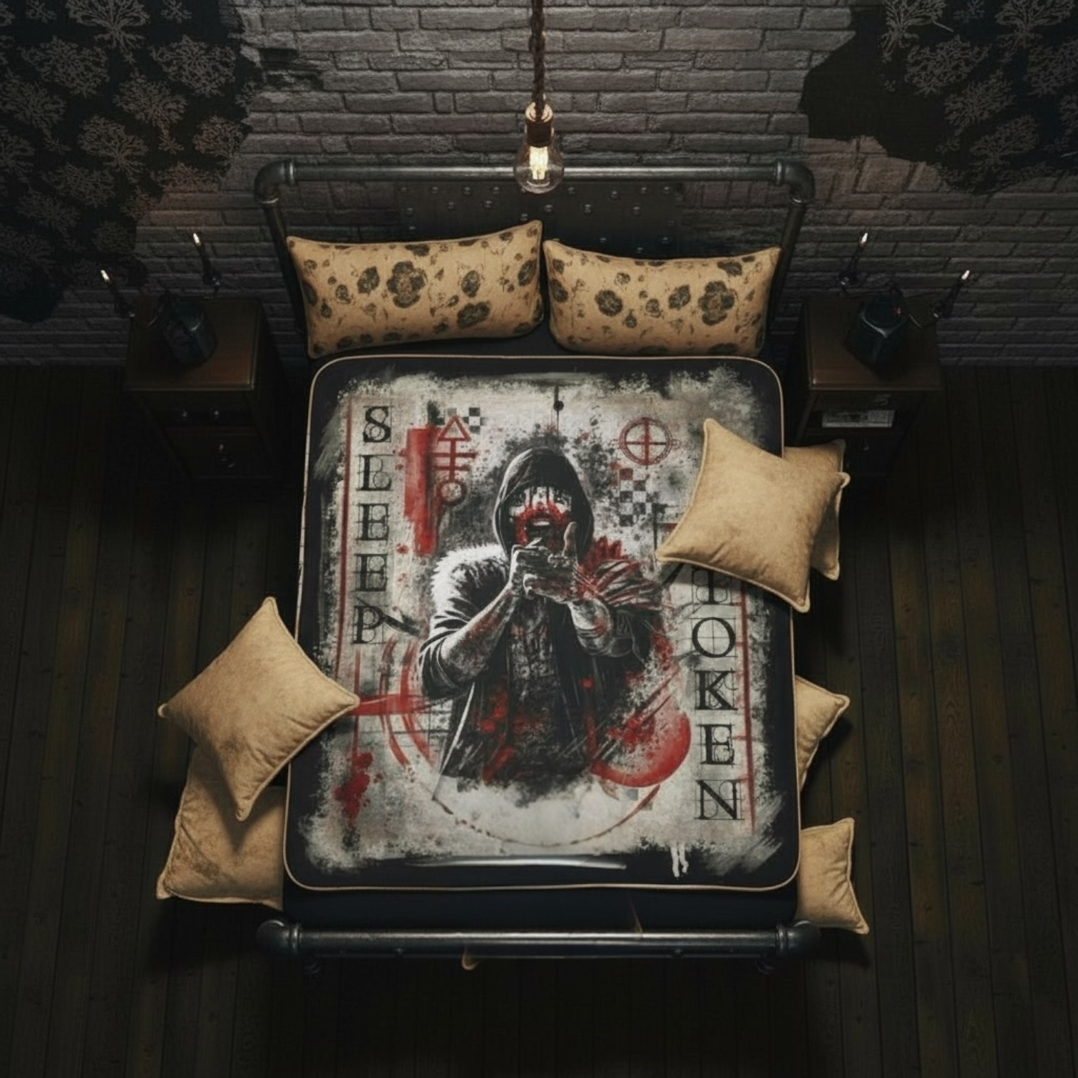 Sherpa Fleece Blanket ‘Sleep Token’ Vintage Grunge — Vessel Trash Polka Fleece Throw product thumbnail image