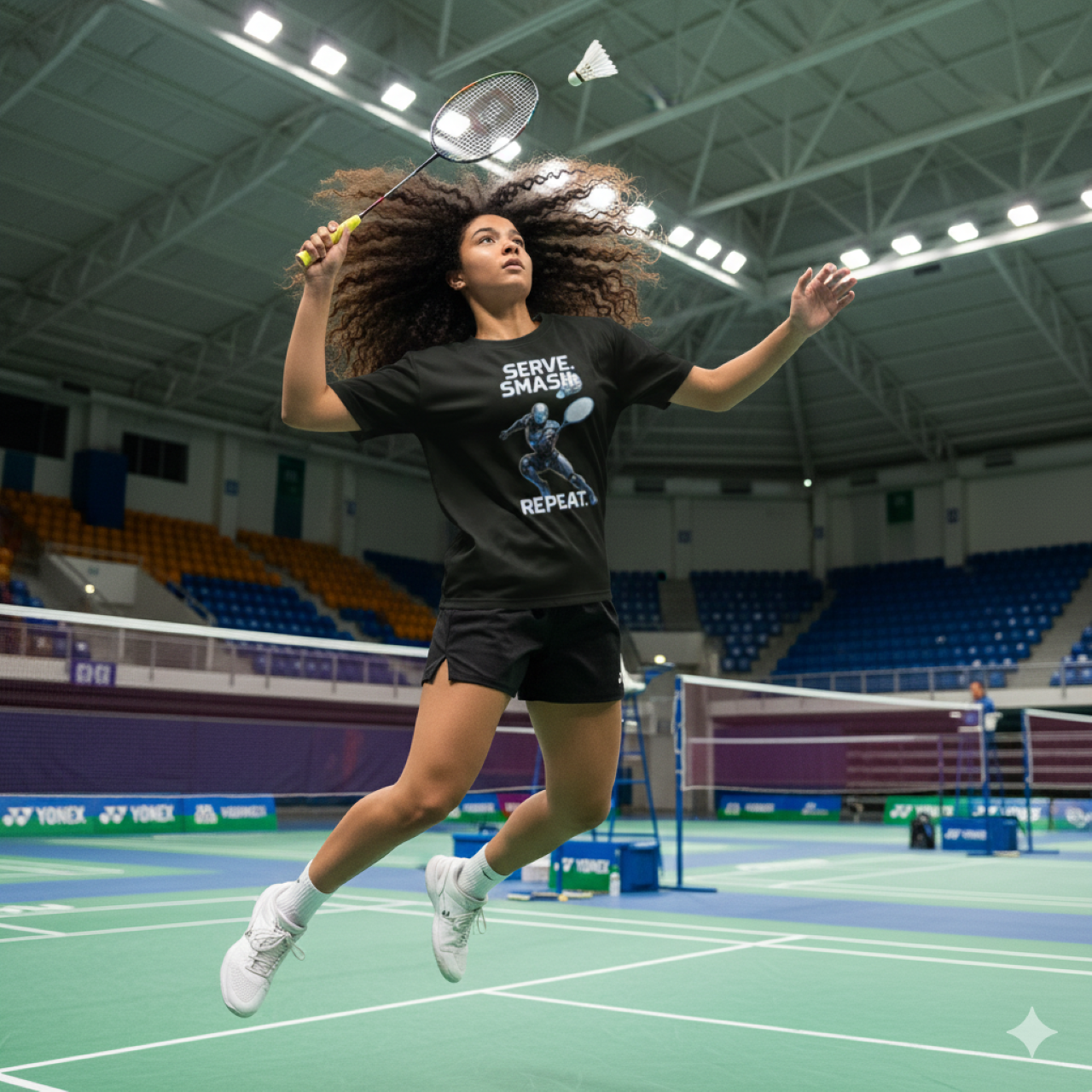 Badminton 'Serve, Smash, Repeat' Performance T-Shirt product thumbnail image