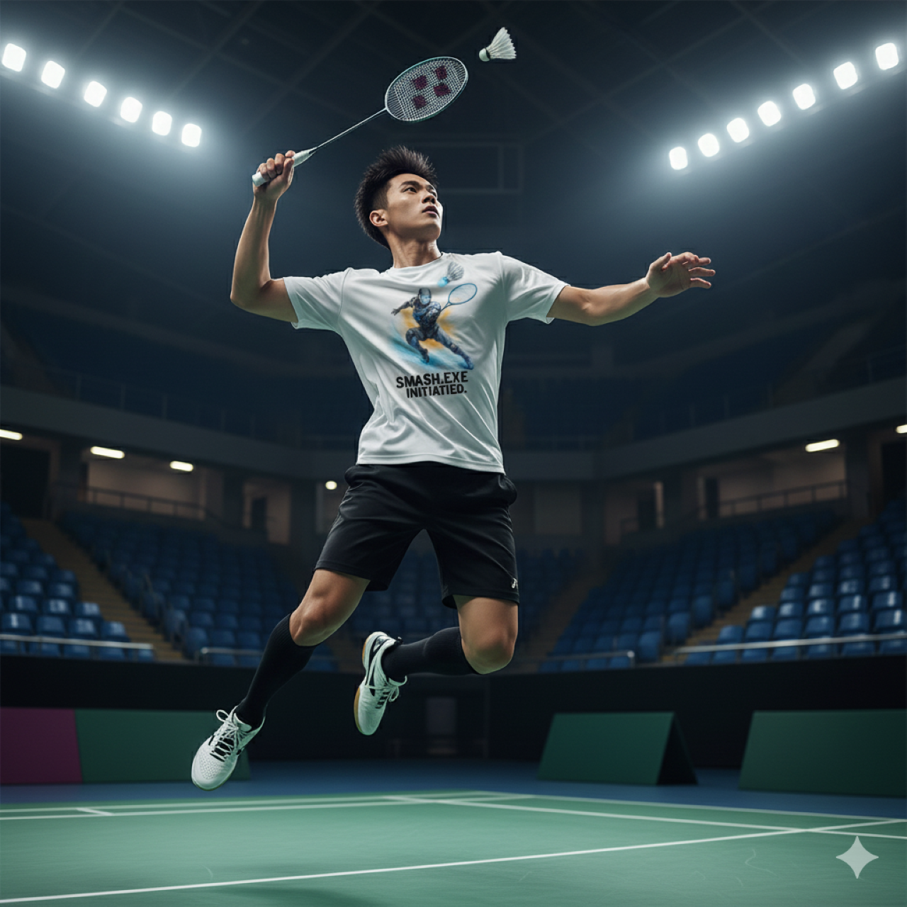 Smash.exe Initiated Badminton Tee — AI Quantum Performance Shirt product thumbnail image