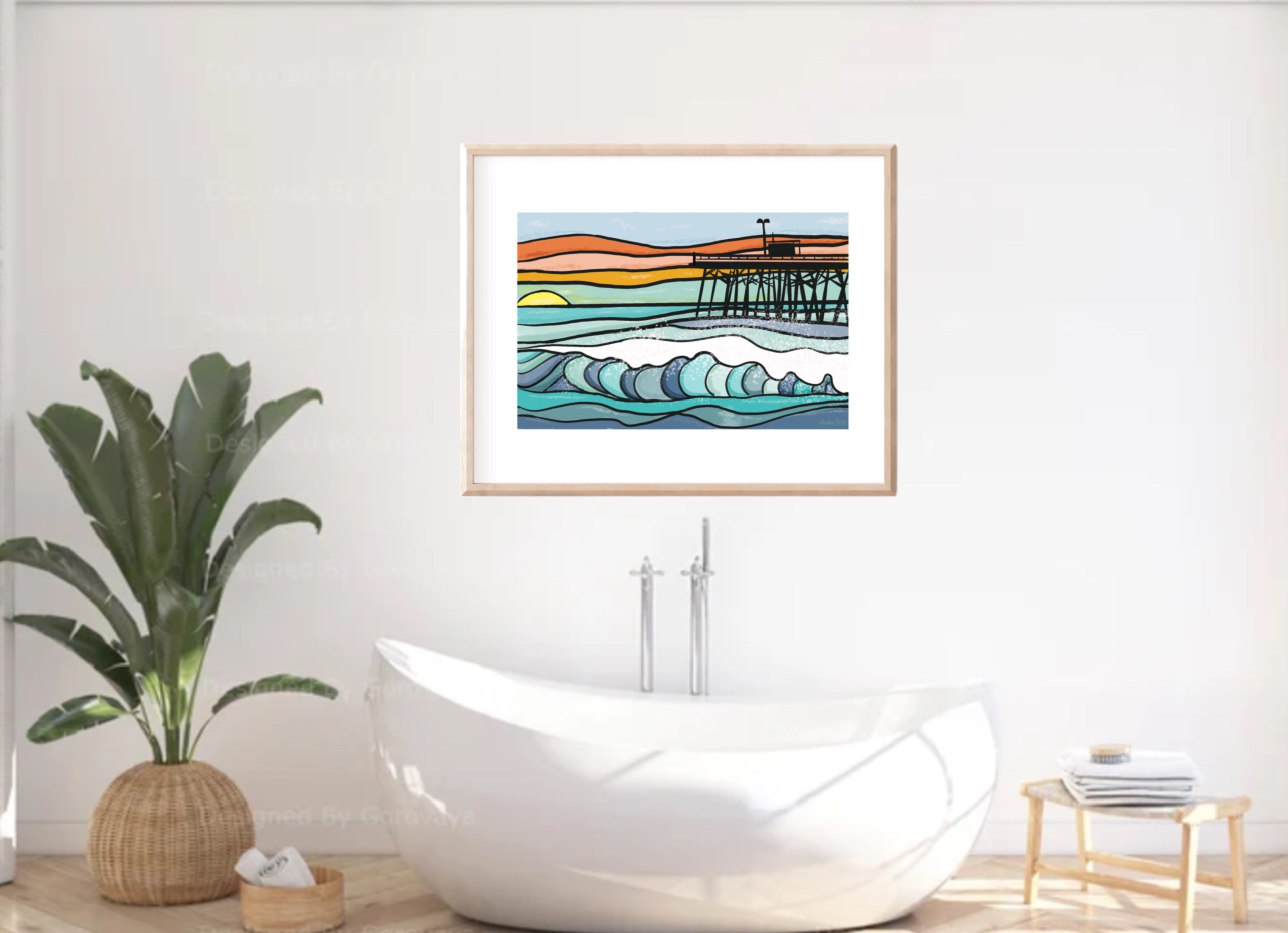 Sunrise Pier Rainbow Sky Poster — Vibrant Waves Wall Art product thumbnail image