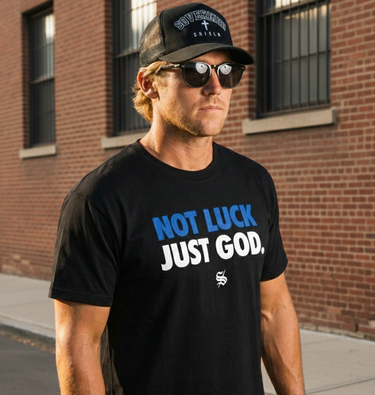 Not Luck Just God — Christian Faith Graphic Tee