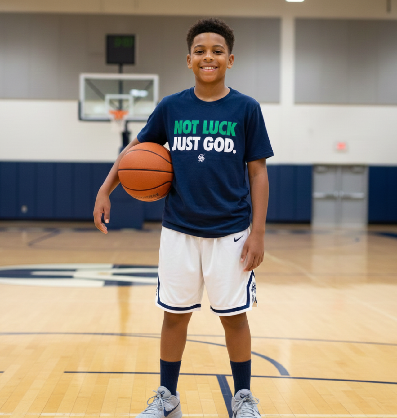 Not Luck Just God — Christian Faith Graphic Tee product thumbnail image Not Luck Just God — Christian Faith Graphic Tee product thumbnail image