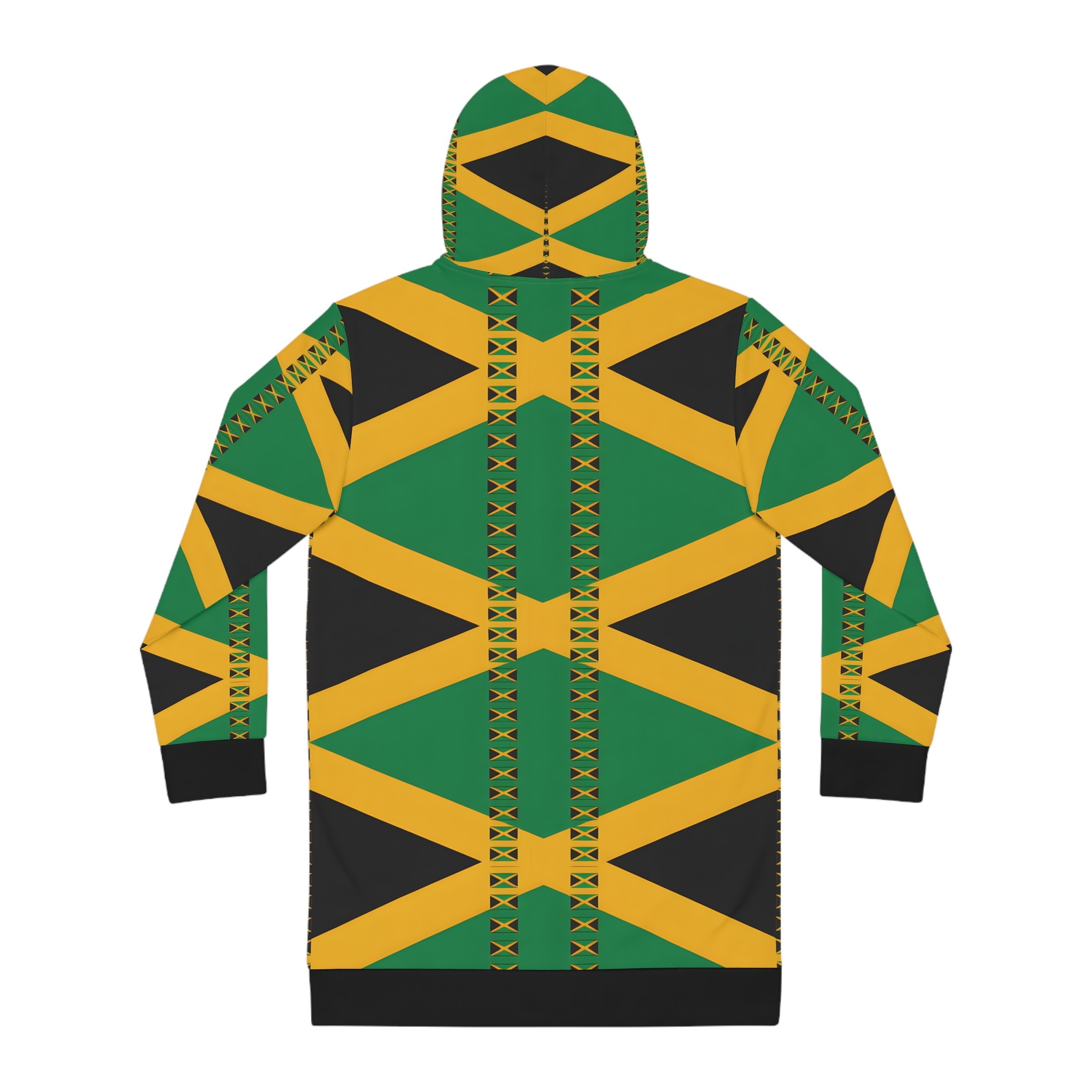 Hoodie Dress-Jamaican Flag — Black, Green, Yellow Print product thumbnail image Hoodie Dress-Jamaican Flag — Black, Green, Yellow Print product thumbnail image
