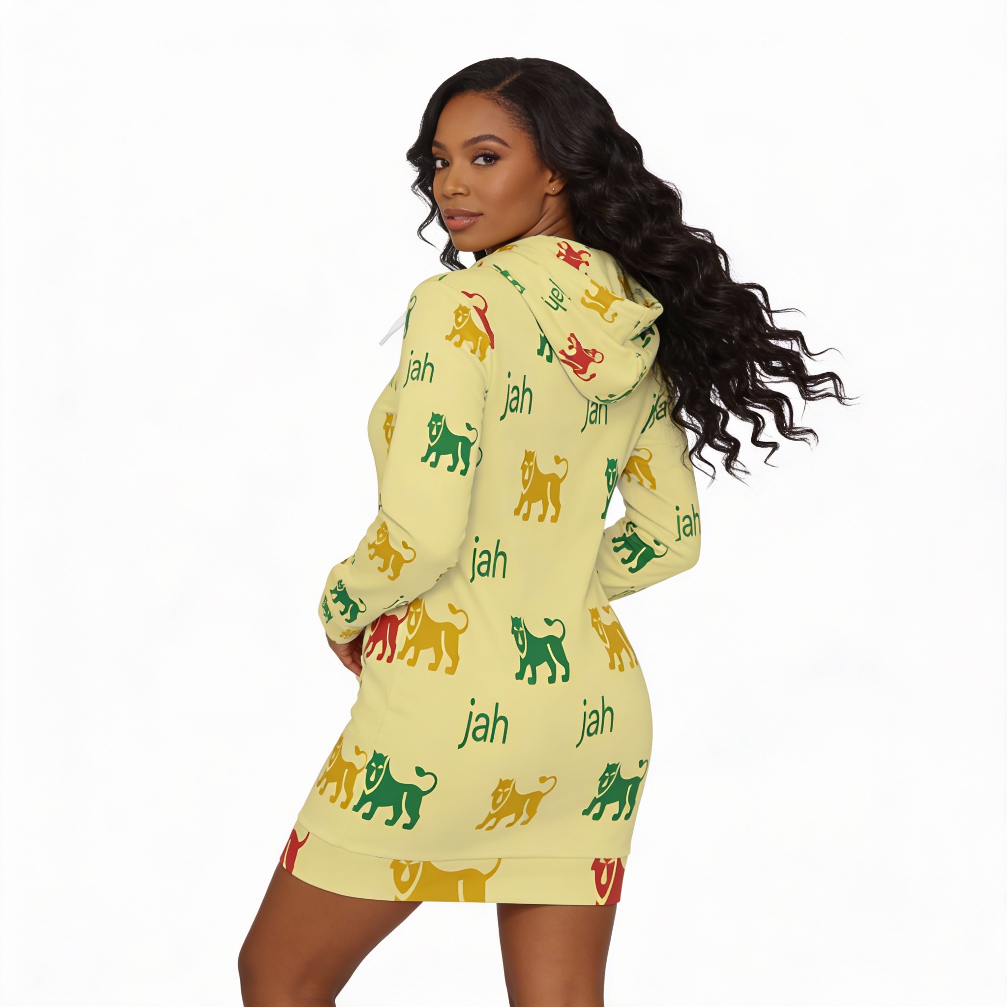 Hoodie Dress - Rasta Lion Pattern — 'jah' All-Over Print product thumbnail image