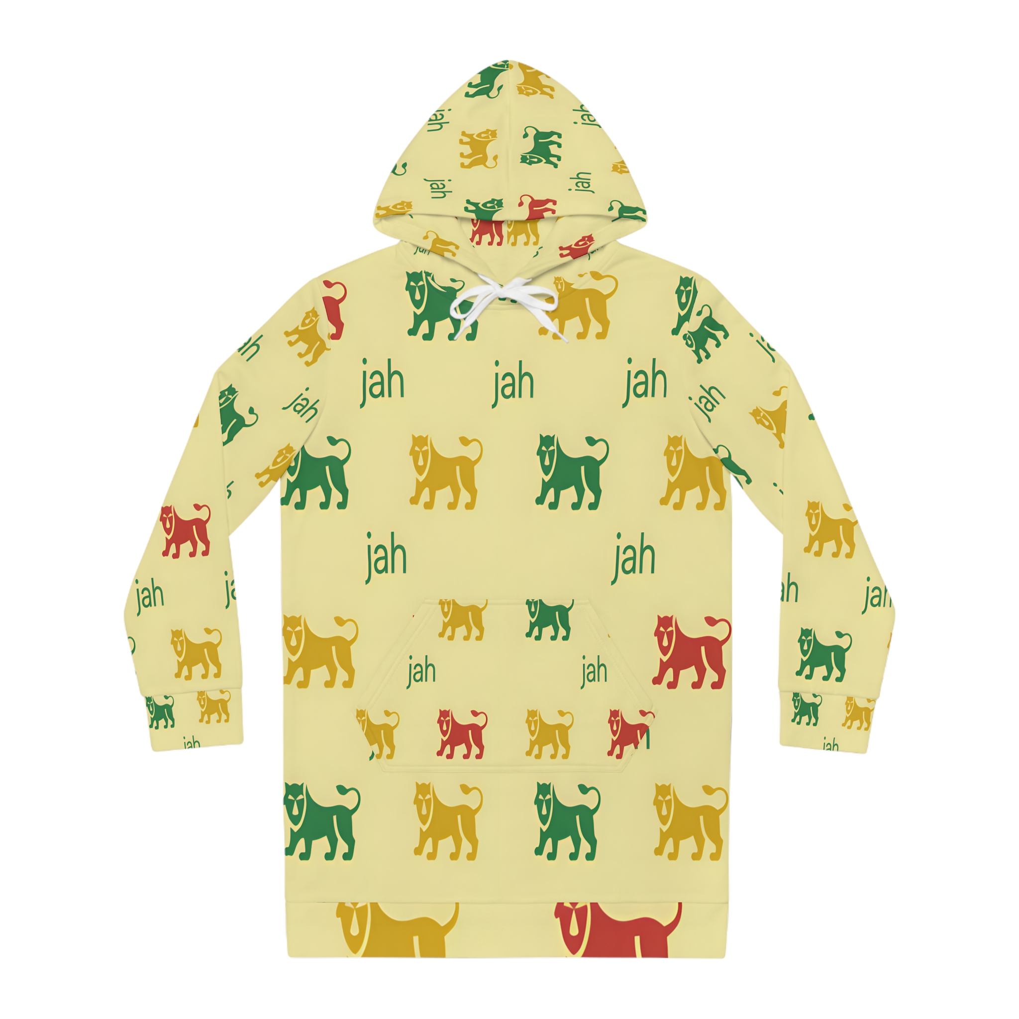Hoodie Dress - Rasta Lion Pattern — 'jah' All-Over Print product thumbnail image Hoodie Dress - Rasta Lion Pattern — 'jah' All-Over Print product thumbnail image