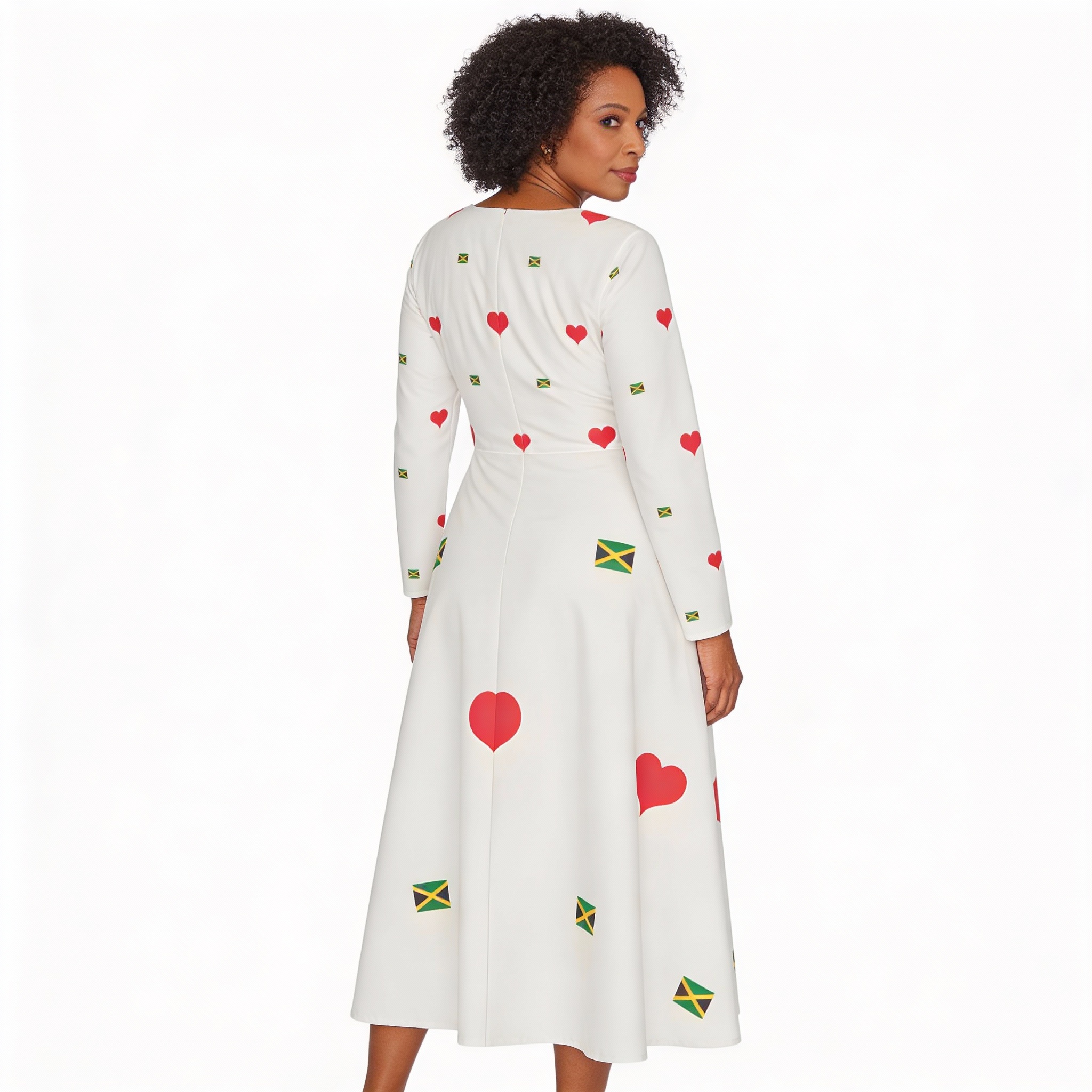 Midi Dance Dress —Women's Jamaican Flag & Red Heart All-Over Print product thumbnail image Midi Dance Dress —Women's Jamaican Flag & Red Heart All-Over Print product thumbnail image