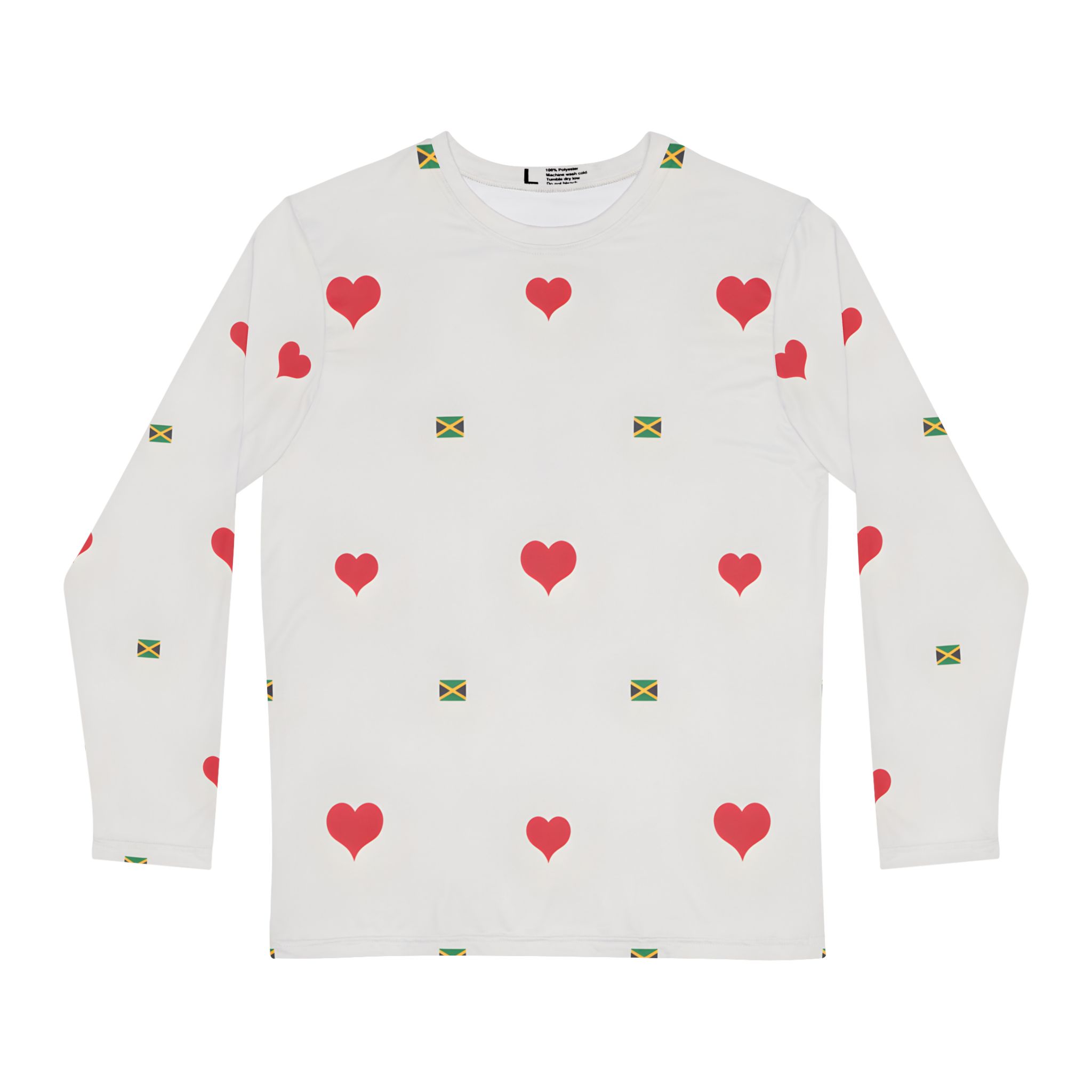 Long Sleeve Shirt-Jamaica Flag & Red Heart All-Over Print Polyester Shirt product thumbnail image Long Sleeve Shirt-Jamaica Flag & Red Heart All-Over Print Polyester Shirt product thumbnail image