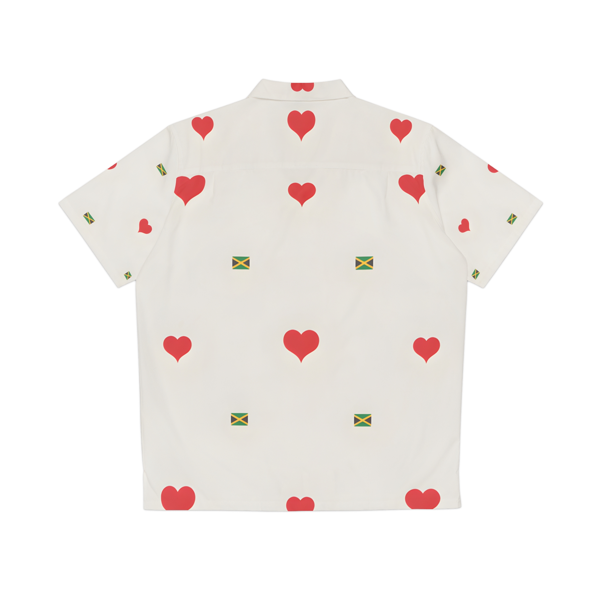 Button Down Shirt-Jamaica Love Relaxed Fit Shirt — Red Heart Pattern Men's Camp Shirt product thumbnail image
