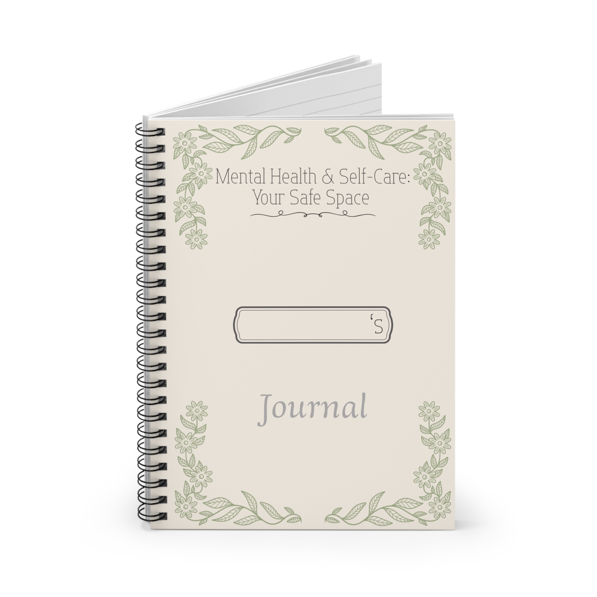 Mental Health &amp; Self Care Spiral Journal – “Your Safe Space” Notebook – Inspirational Writing Journal – Wellness Gift product thumbnail image