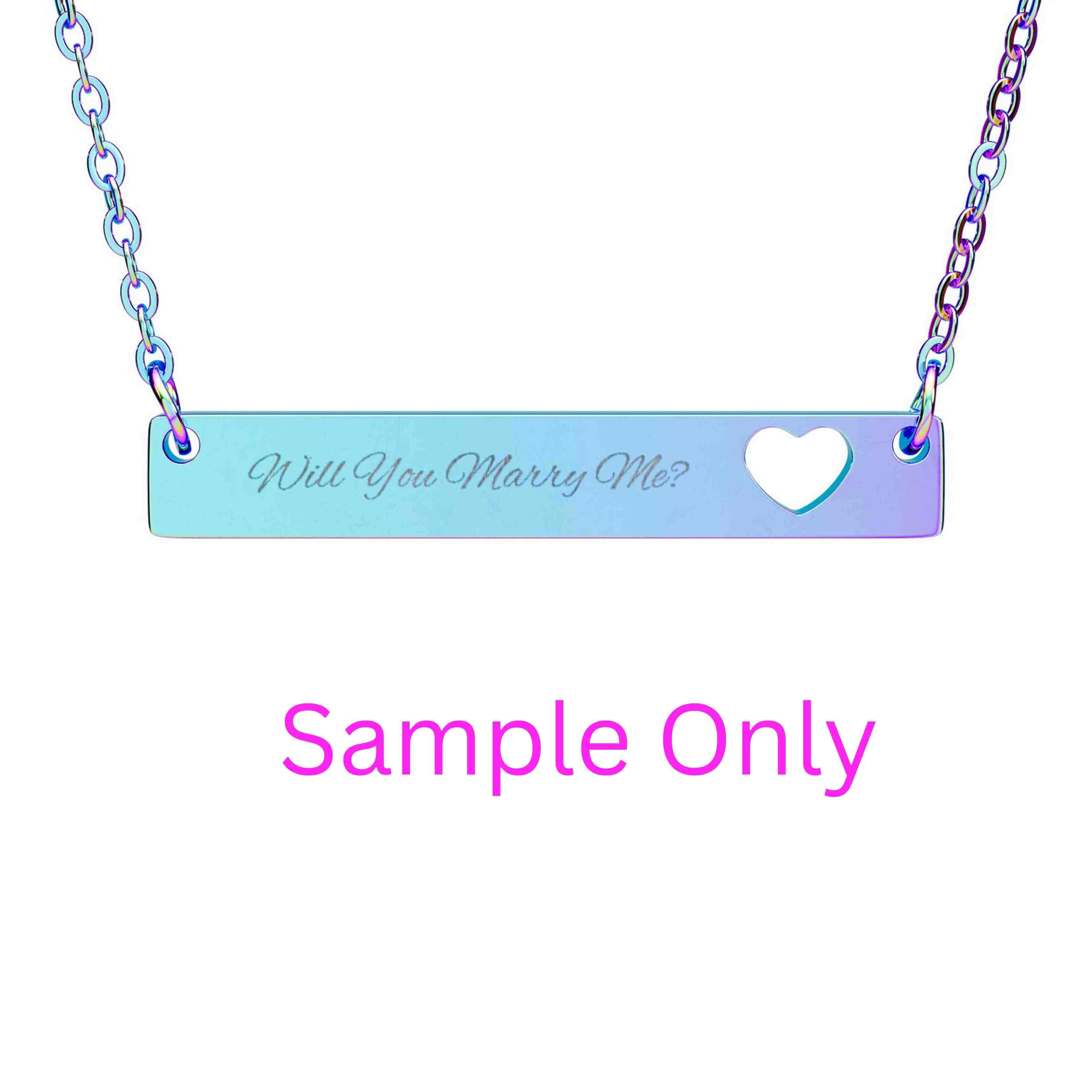 The Beloved Collection | Cutout Heart Bar Necklace, Engraved Name Bar Necklace | Personalized Bar Pendant product thumbnail image