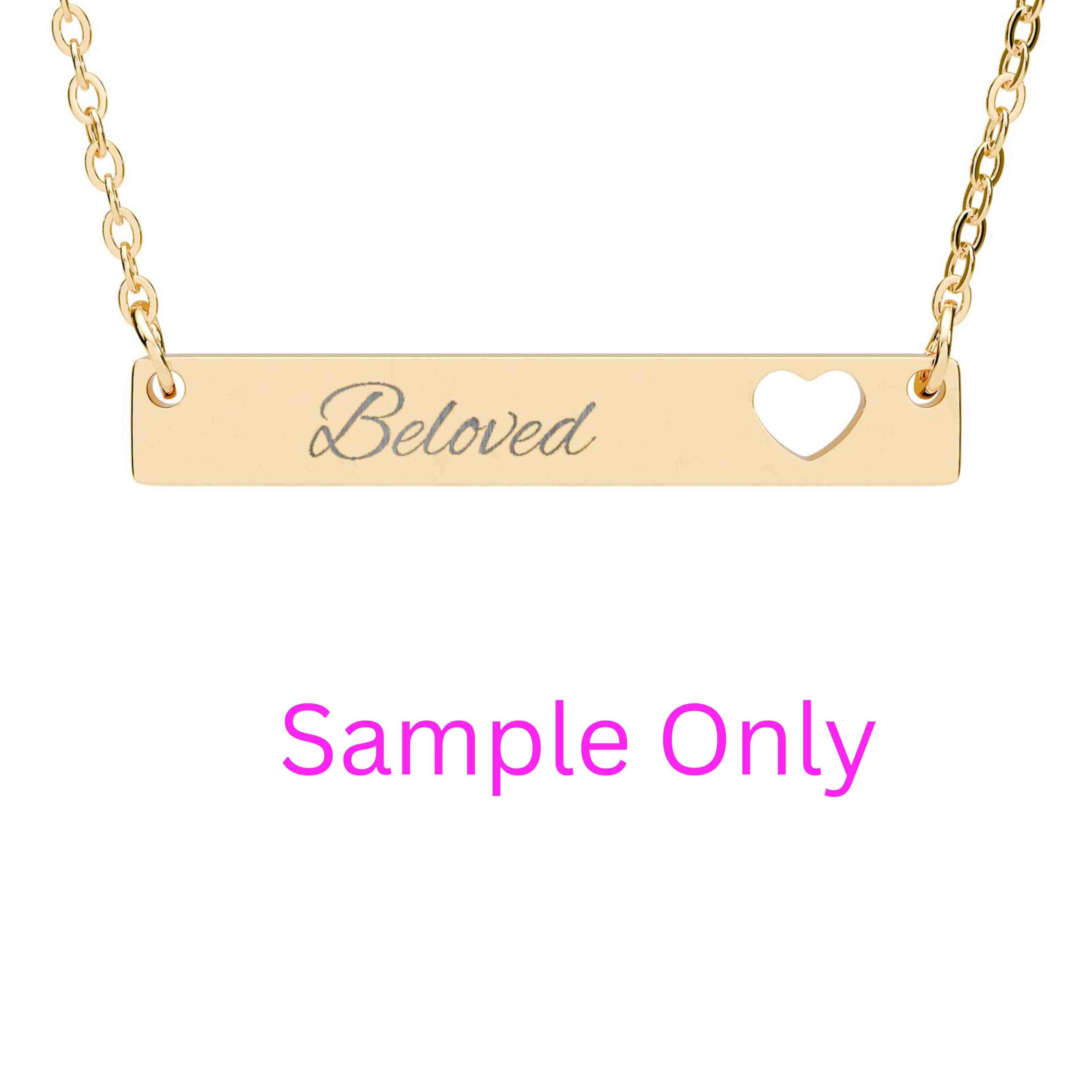 The Beloved Collection | Cutout Heart Bar Necklace, Engraved Name Bar Necklace | Personalized Bar Pendant product thumbnail image