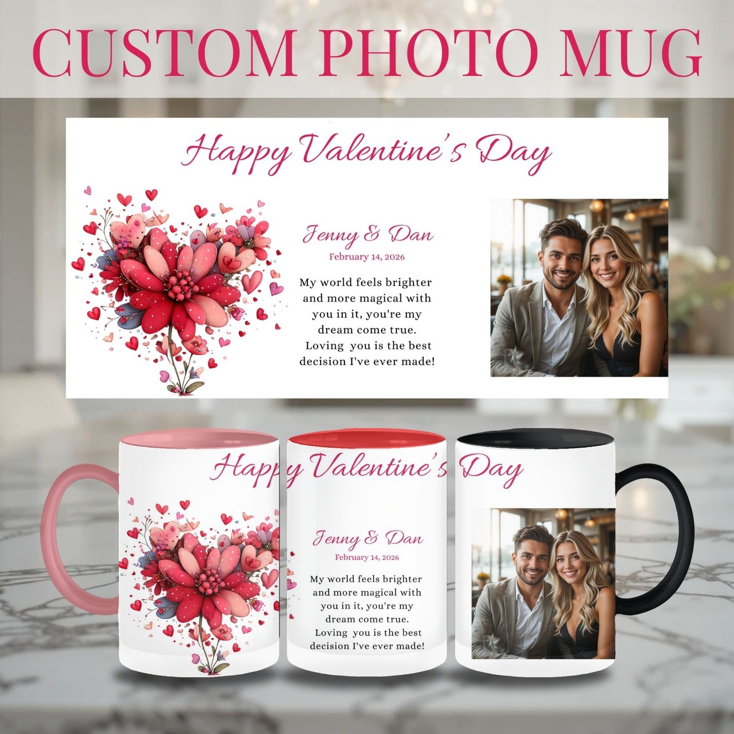 Truly Personalized Photo Mug Gift | Custom Picture &amp; Personal Message | Birthday, Mother’s Day, Valentine, Couples, Graduations