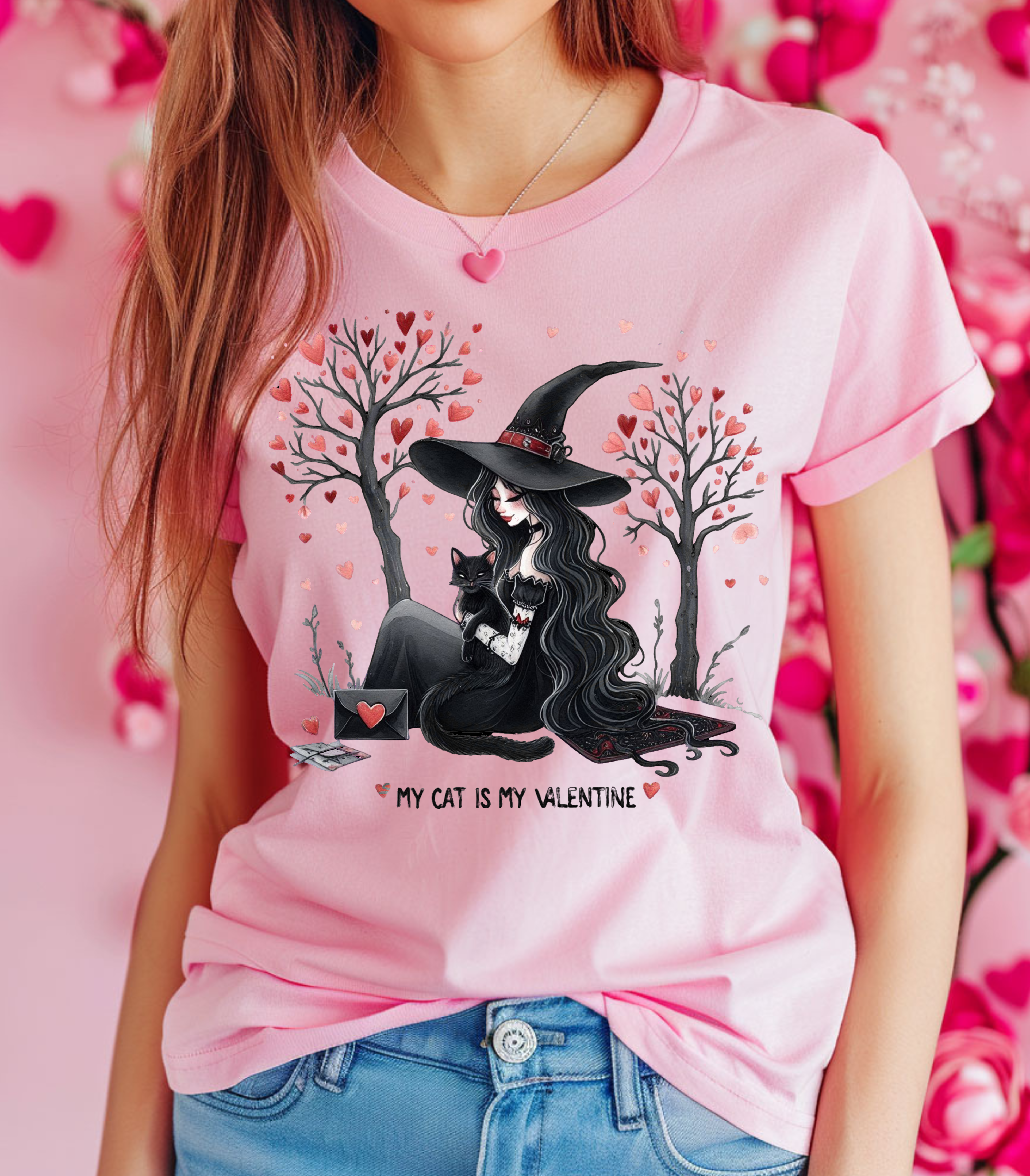 My Cat Is My Valentine Witchy Gothic T-Shirt product thumbnail image My Cat Is My Valentine Witchy Gothic T-Shirt product thumbnail image