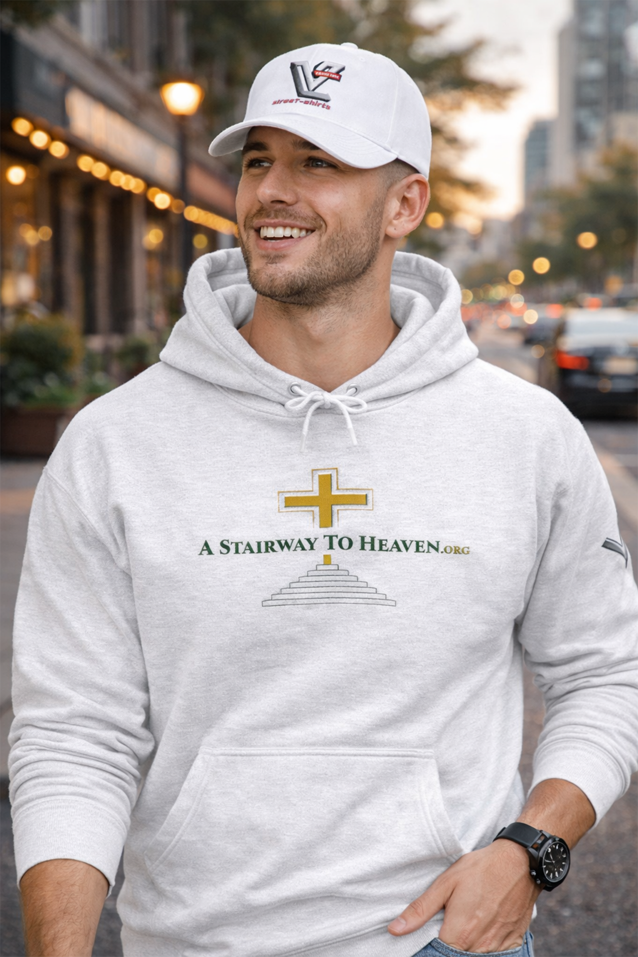 USA Gift Mall - Unisex Heavy Blend™ Hooded Sweatshirt with Inspirational Christian Cross product thumbnail image