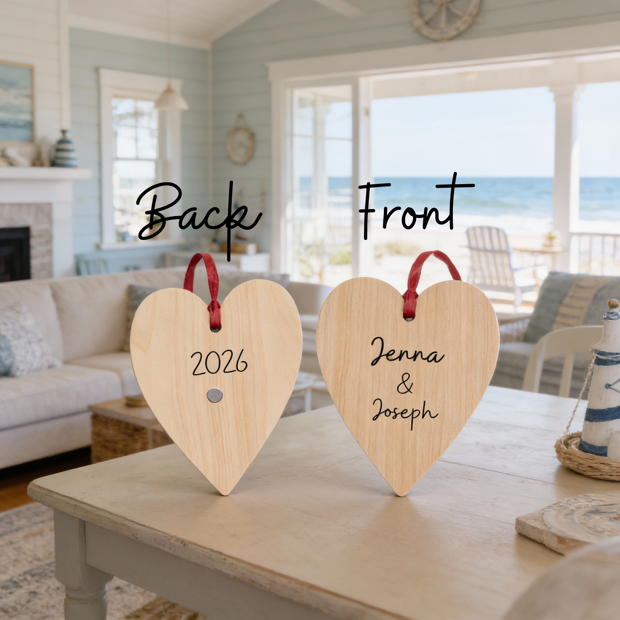 Personalized Wood Heart Ornament or Magnet, Couple Names Year, Anniversary Wedding Keepsake, Romantic Home Decor product thumbnail image Personalized Wood Heart Ornament or Magnet, Couple Names Year, Anniversary Wedding Keepsake, Romantic Home Decor product thumbnail image