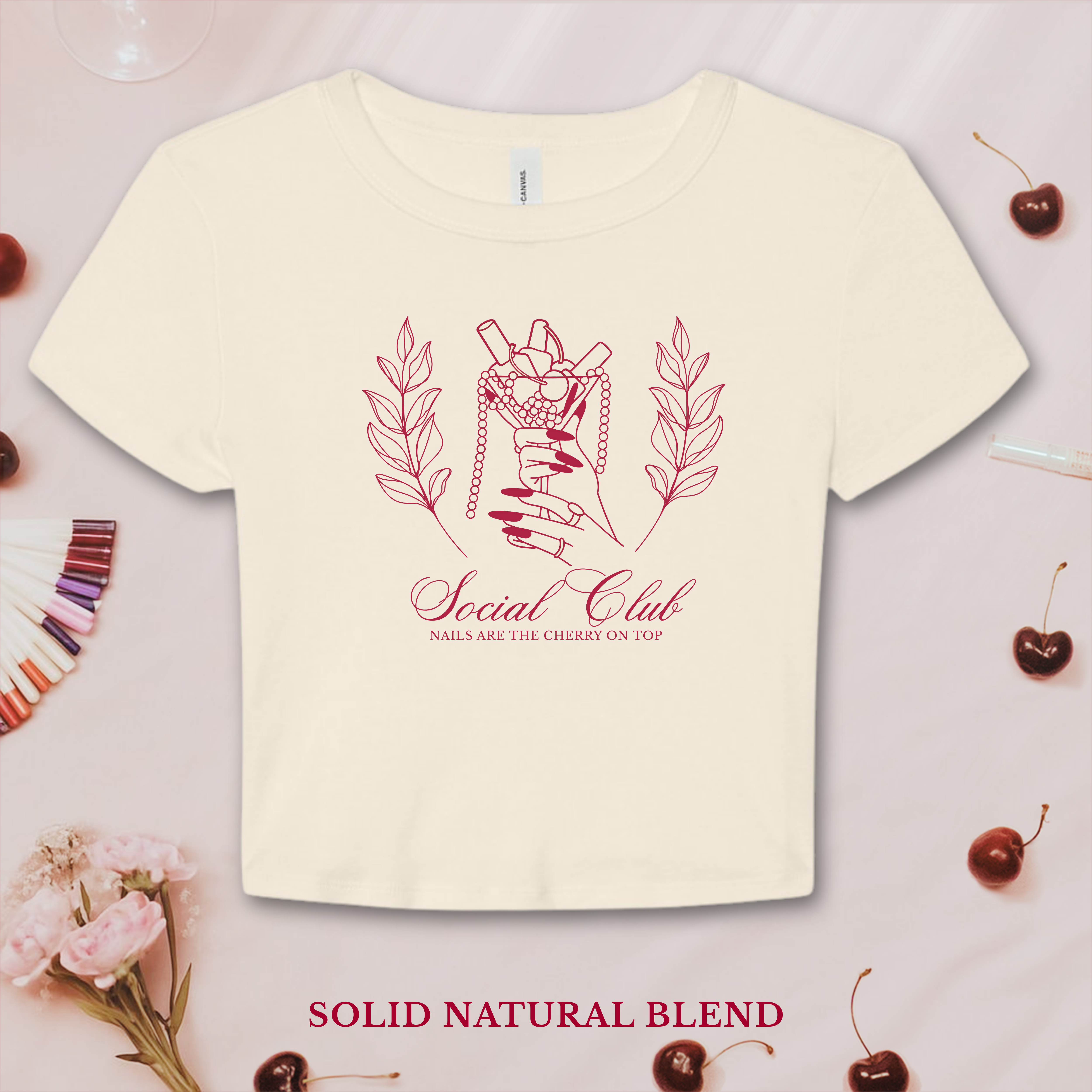 Vintage Cherry Martini Nail Social Club; Bella and Canvas Baby Tee product thumbnail image