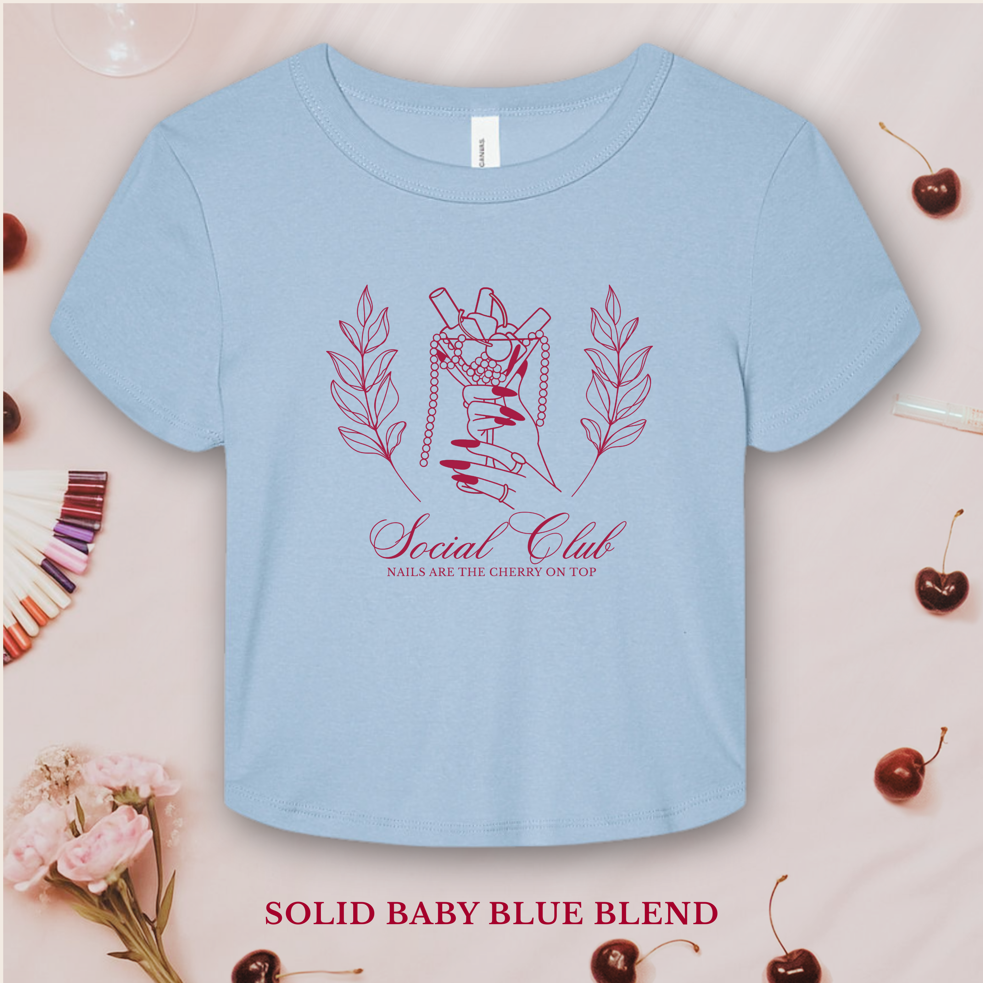 Vintage Cherry Martini Nail Social Club; Bella and Canvas Baby Tee product thumbnail image Vintage Cherry Martini Nail Social Club; Bella and Canvas Baby Tee product thumbnail image