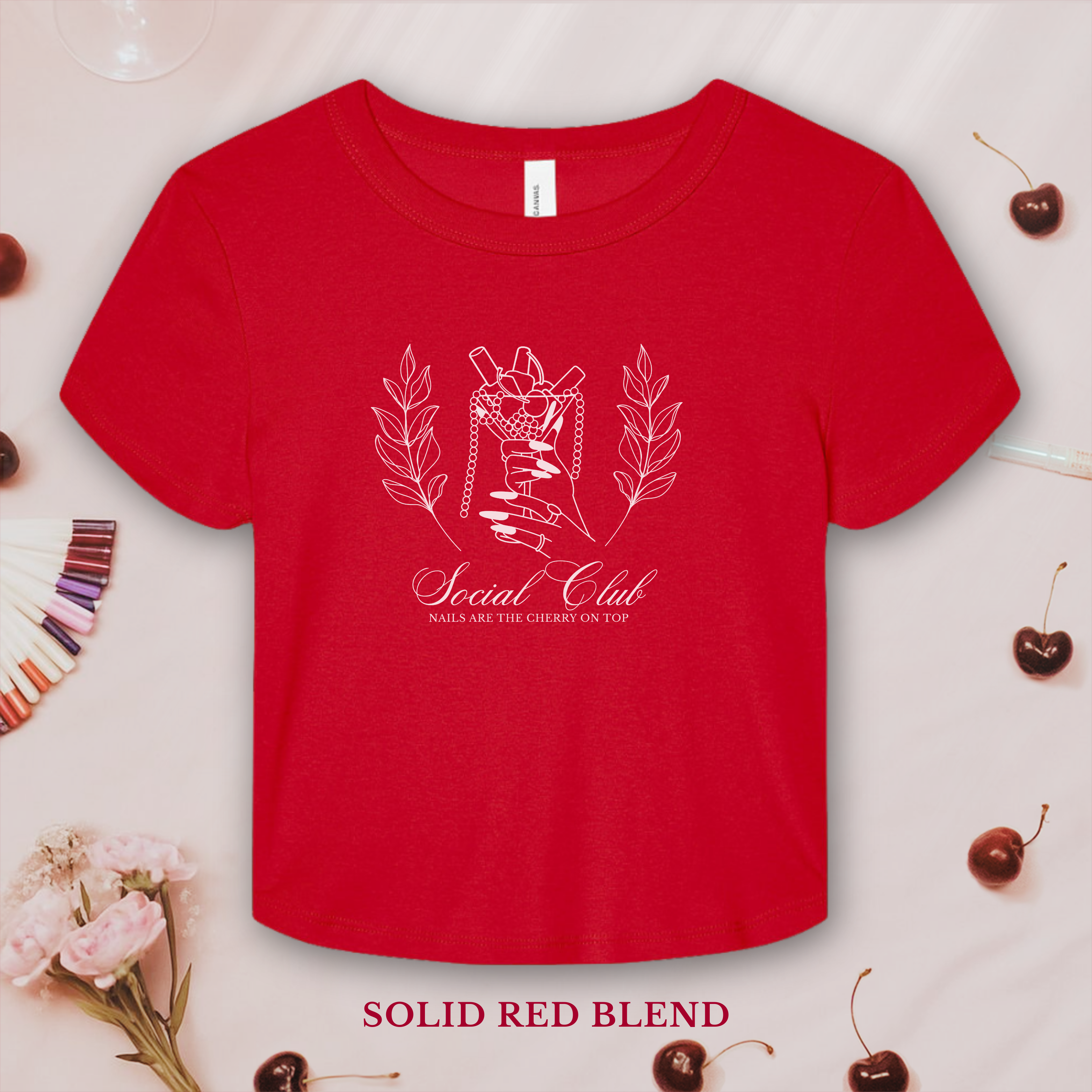 Vintage Cherry Martini Nail Social Club; Bella and Canvas Baby Tee product thumbnail image Vintage Cherry Martini Nail Social Club; Bella and Canvas Baby Tee product thumbnail image