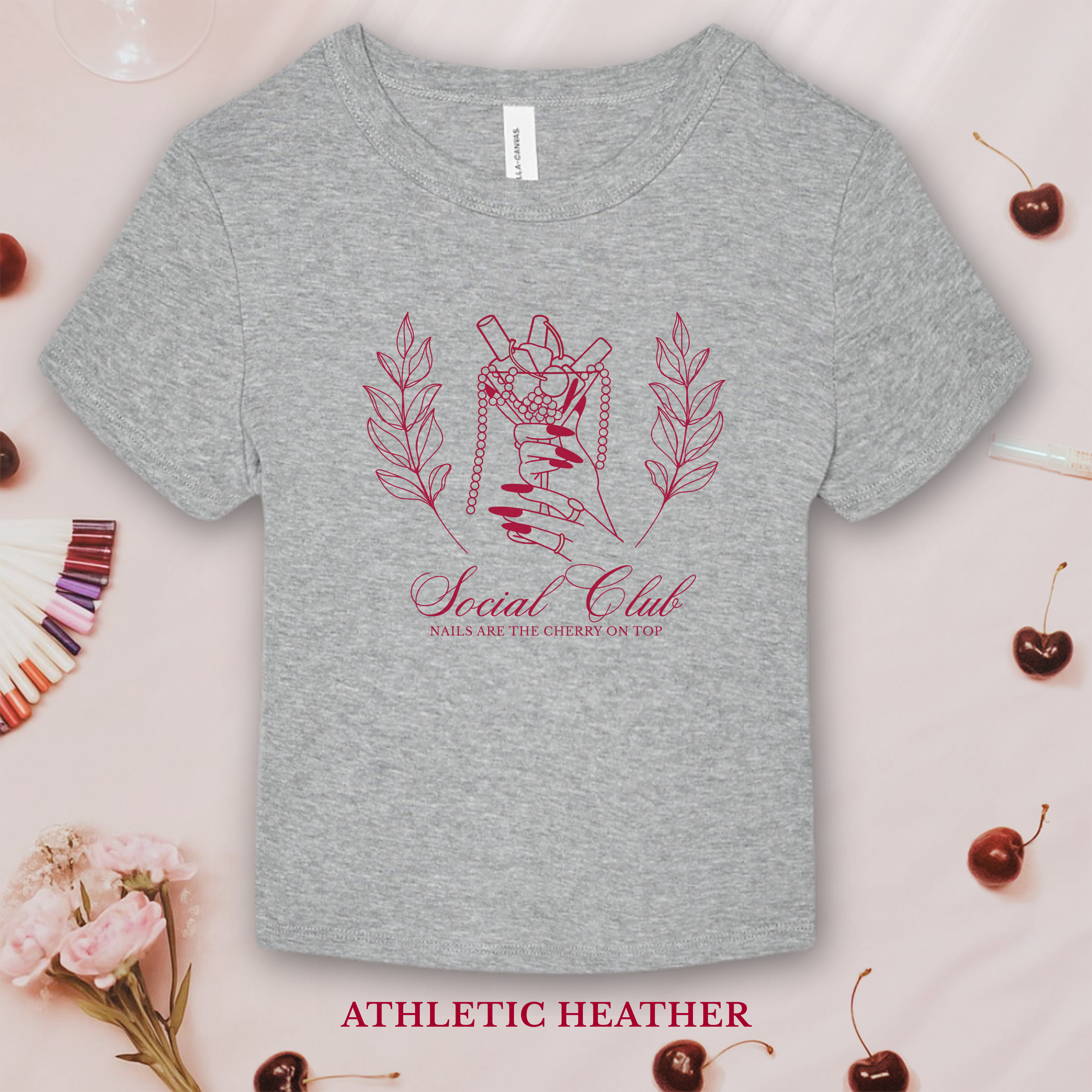 Vintage Cherry Martini Nail Social Club; Bella and Canvas Baby Tee product thumbnail image