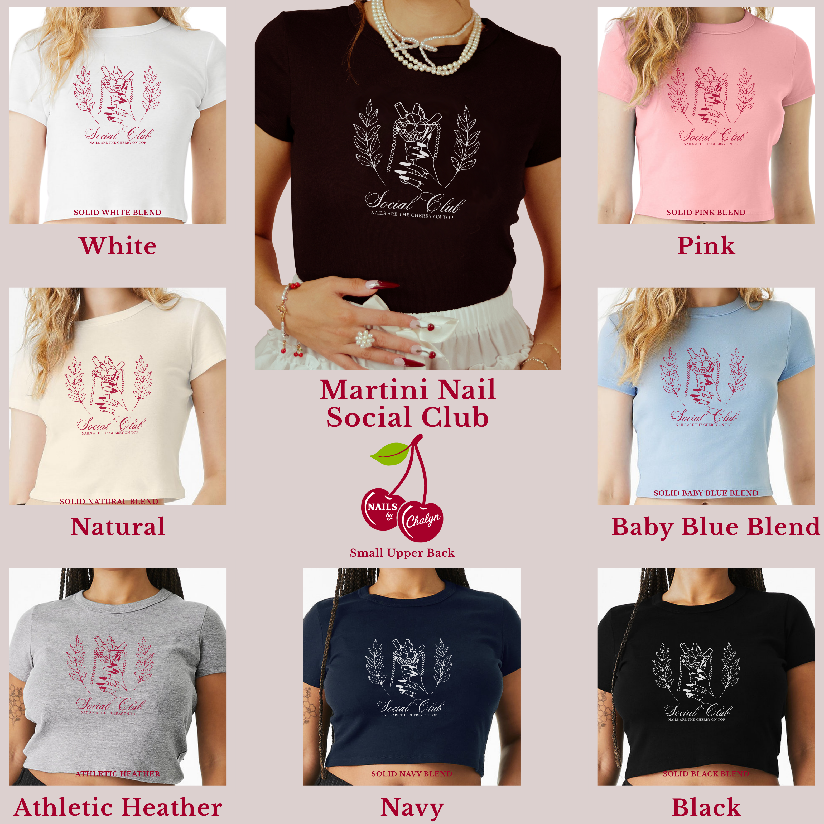 Vintage Cherry Martini Nail Social Club; Bella and Canvas Baby Tee product thumbnail image Vintage Cherry Martini Nail Social Club; Bella and Canvas Baby Tee product thumbnail image