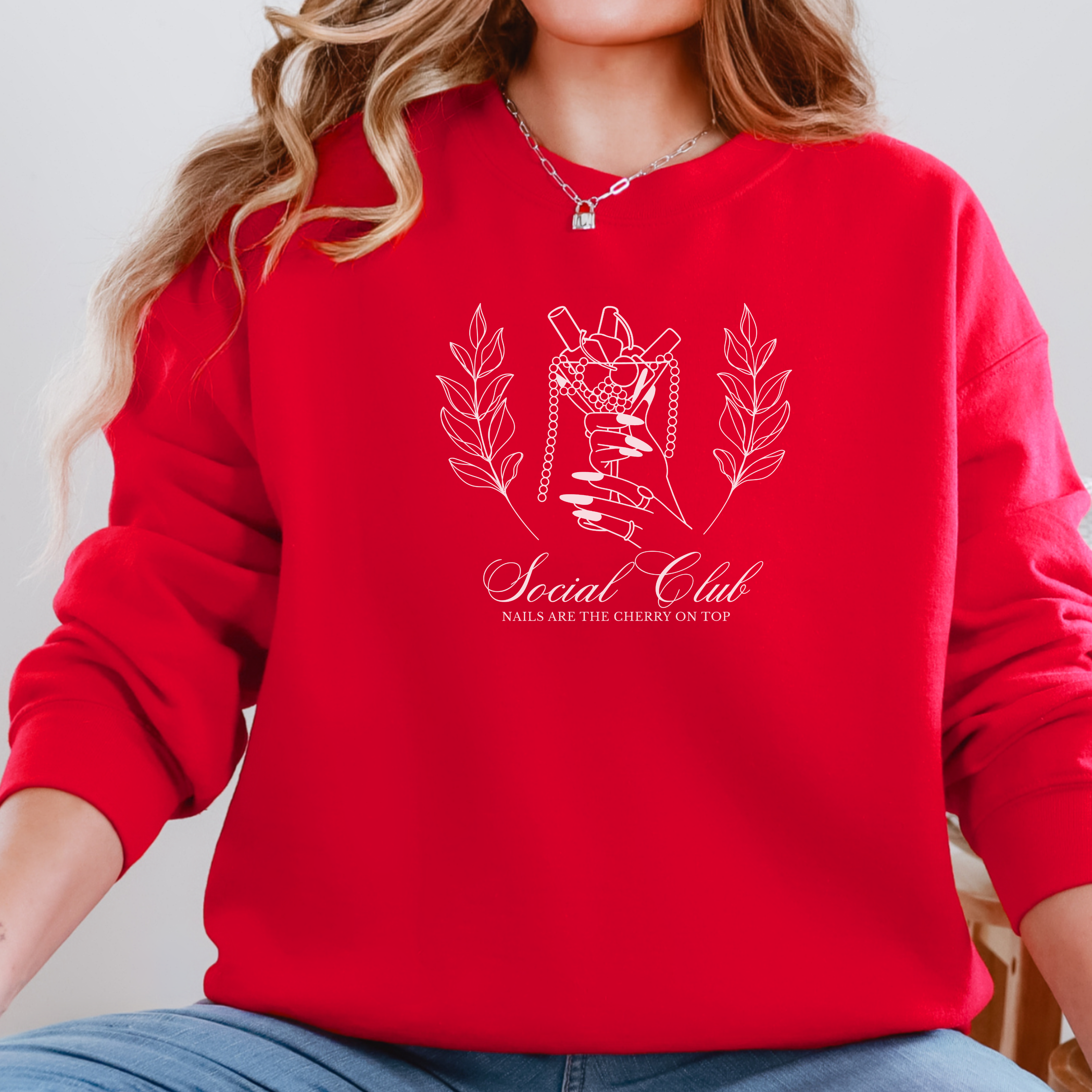 Vintage Cherry Martini Nail Social Club Crewneck Sweatshirt product thumbnail image