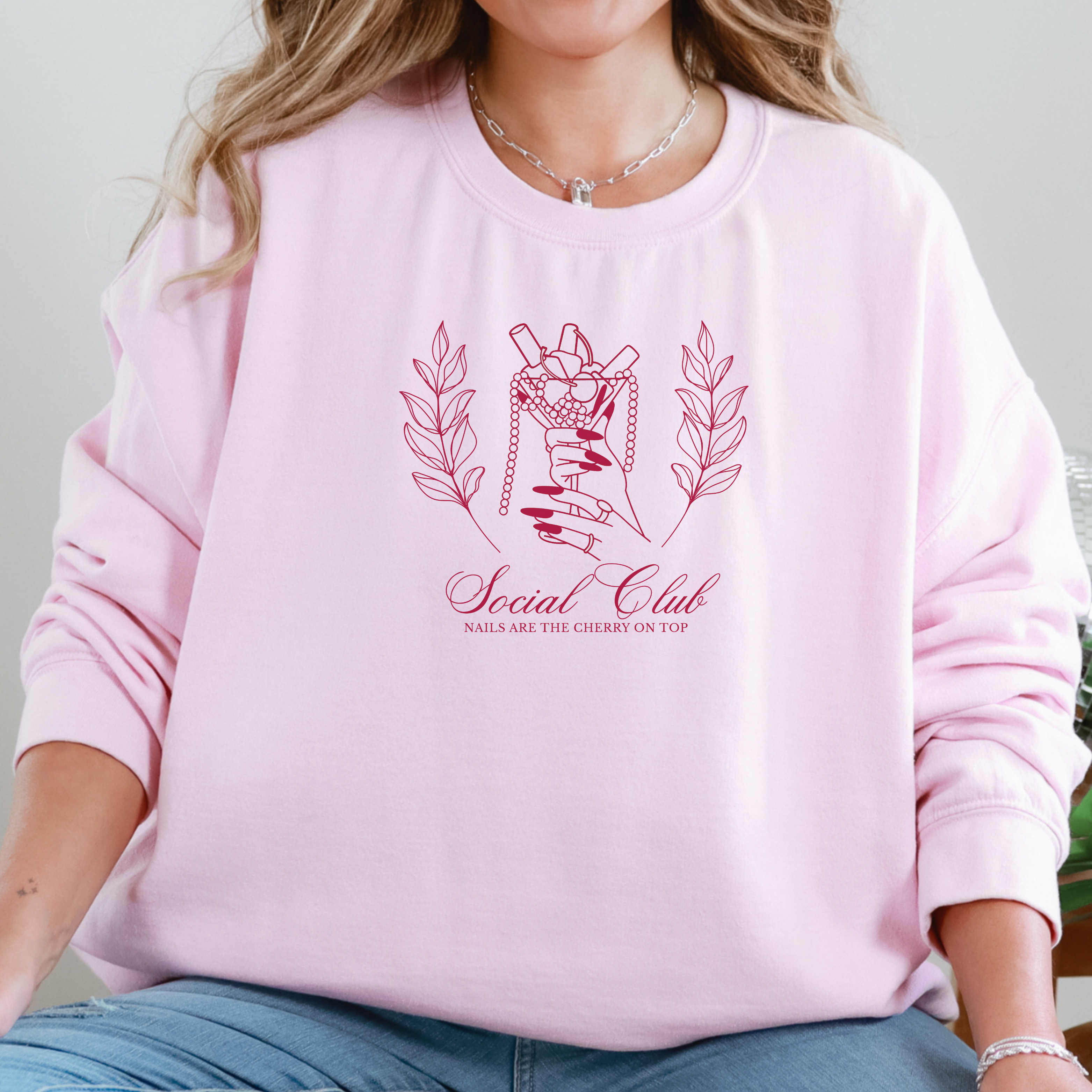 Vintage Cherry Martini Nail Social Club Crewneck Sweatshirt product thumbnail image Vintage Cherry Martini Nail Social Club Crewneck Sweatshirt product thumbnail image