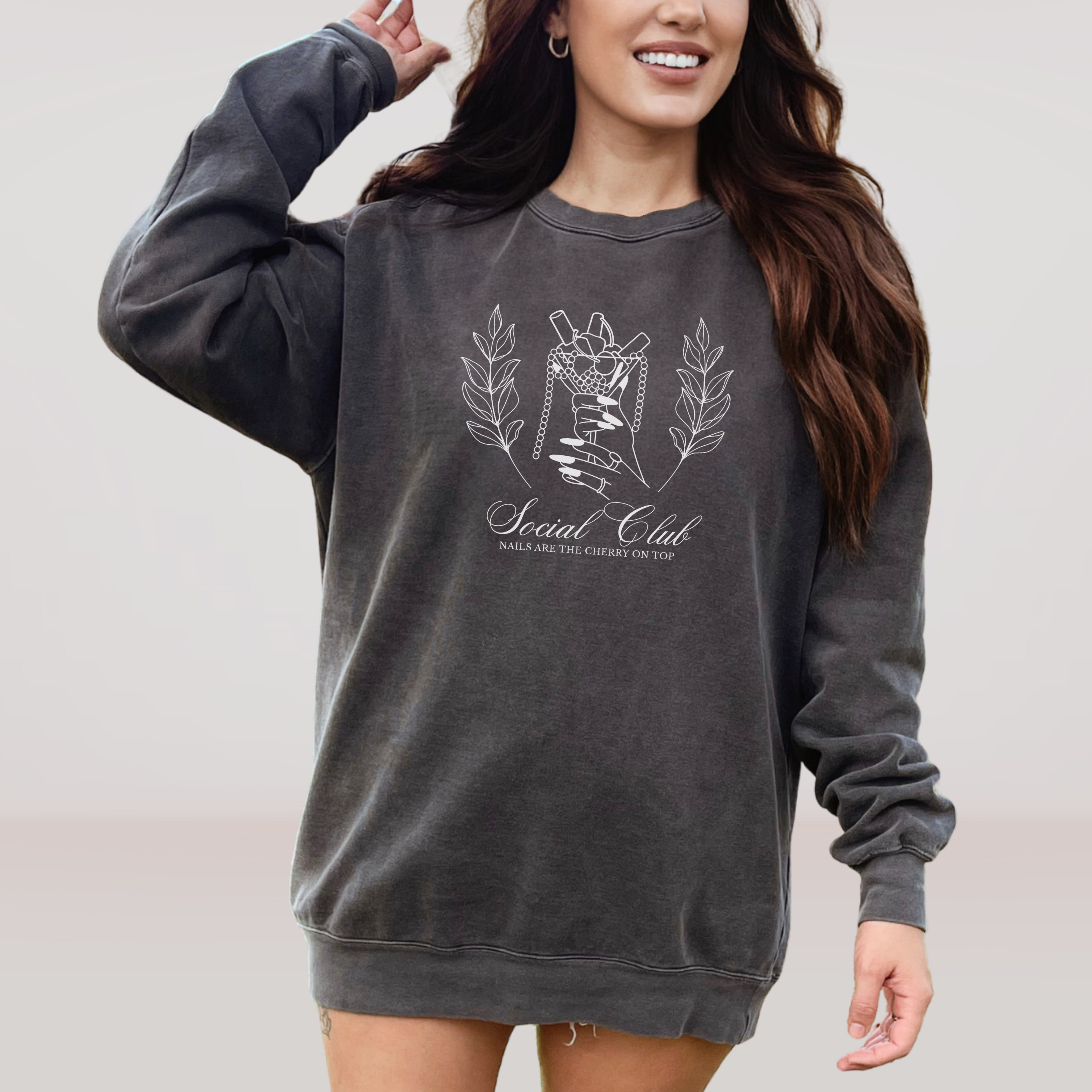 Vintage Cherry Martini Nail Social Club; Comfort Colors Sweatshirt