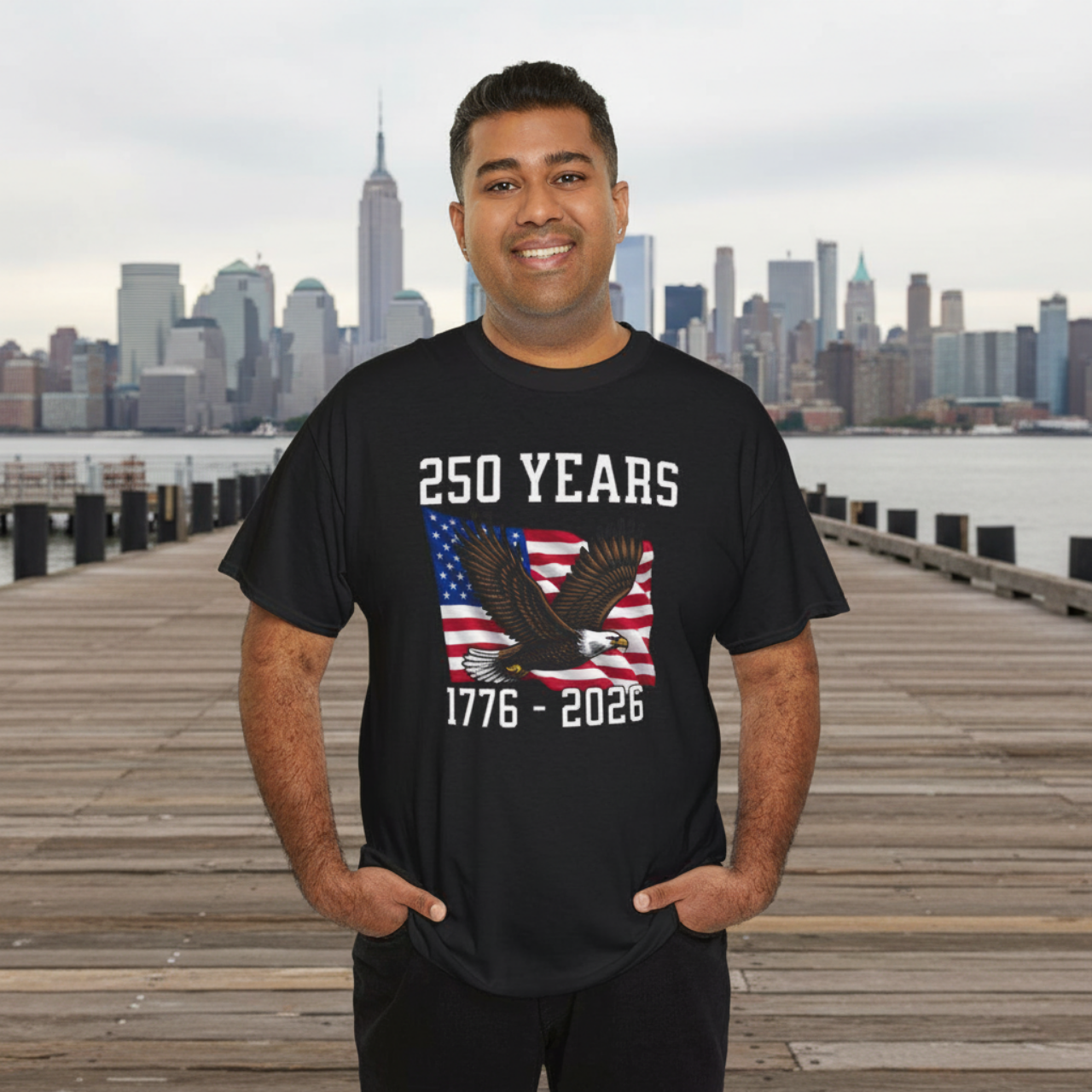 250 Years 1776–2026 Eagle American Flag T-Shirt — USA AnniversaryCommemorative Tee product thumbnail image