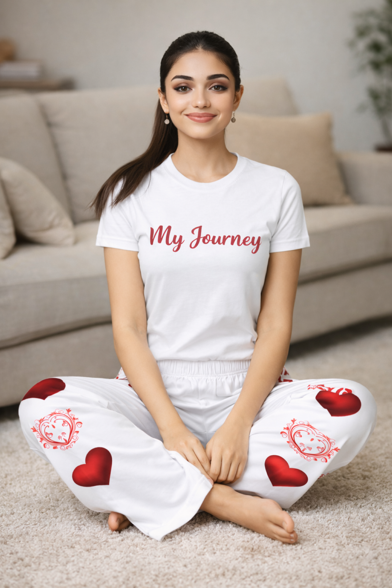 Heart Valentine bottoms Women's Pajama Pants | Valentine's Day Loungewear product thumbnail image Heart Valentine bottoms Women's Pajama Pants | Valentine's Day Loungewear product thumbnail image