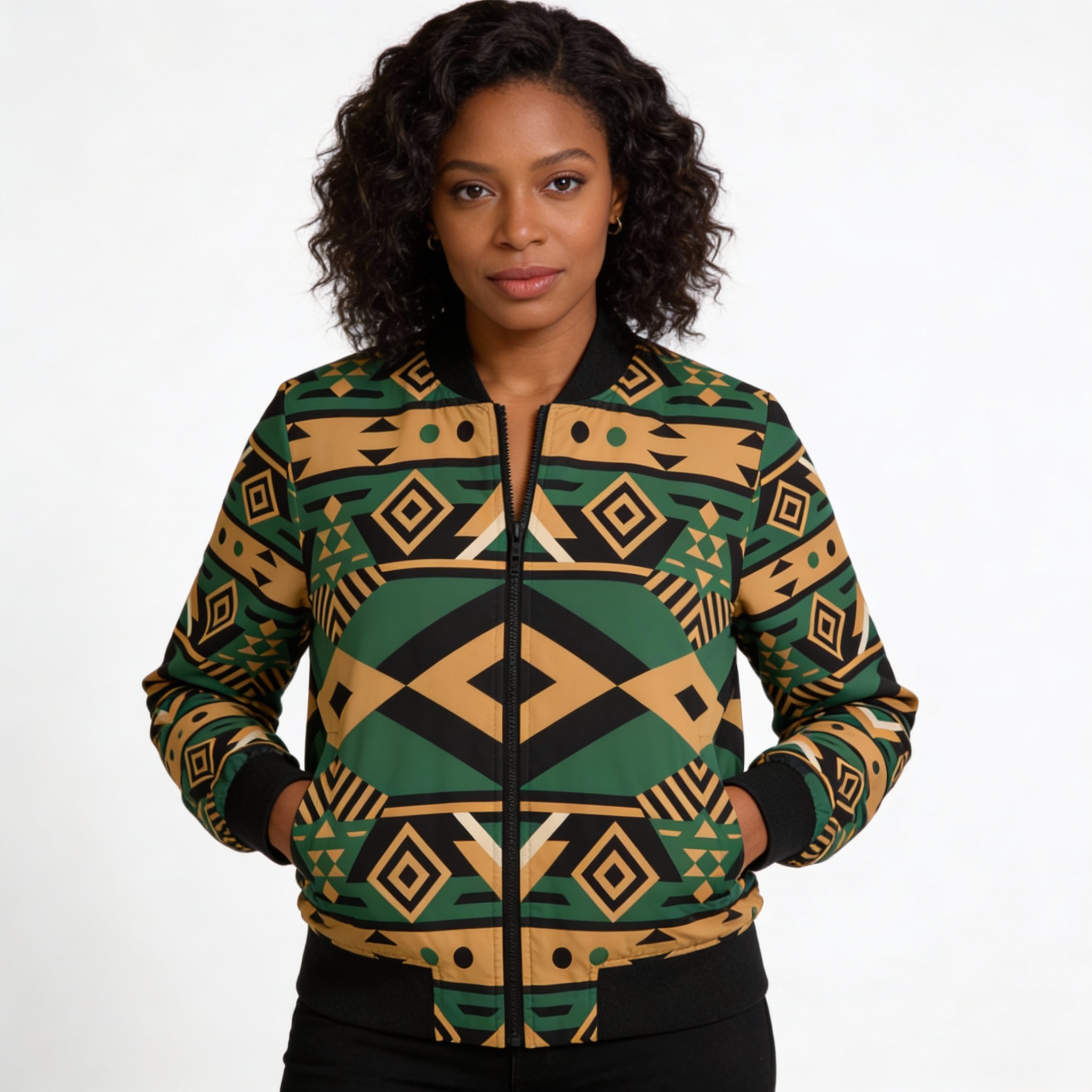 Bomber Jacket — Women Aztec Geometric - Tribal Pattern Women's Jacket product thumbnail image Bomber Jacket — Women Aztec Geometric - Tribal Pattern Women's Jacket product thumbnail image