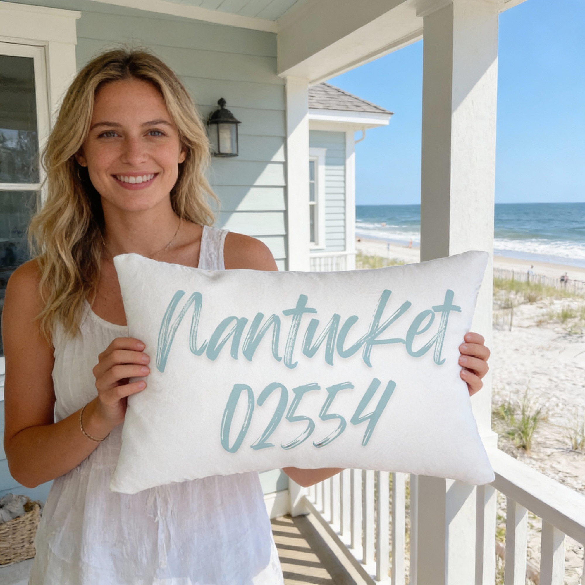 Custom City & ZIP Lumbar Pillow, Coastal Minimalist Decor, Personalized Beach House Accent, Nautical Zip Code Pillow product thumbnail image Custom City & ZIP Lumbar Pillow, Coastal Minimalist Decor, Personalized Beach House Accent, Nautical Zip Code Pillow product thumbnail image