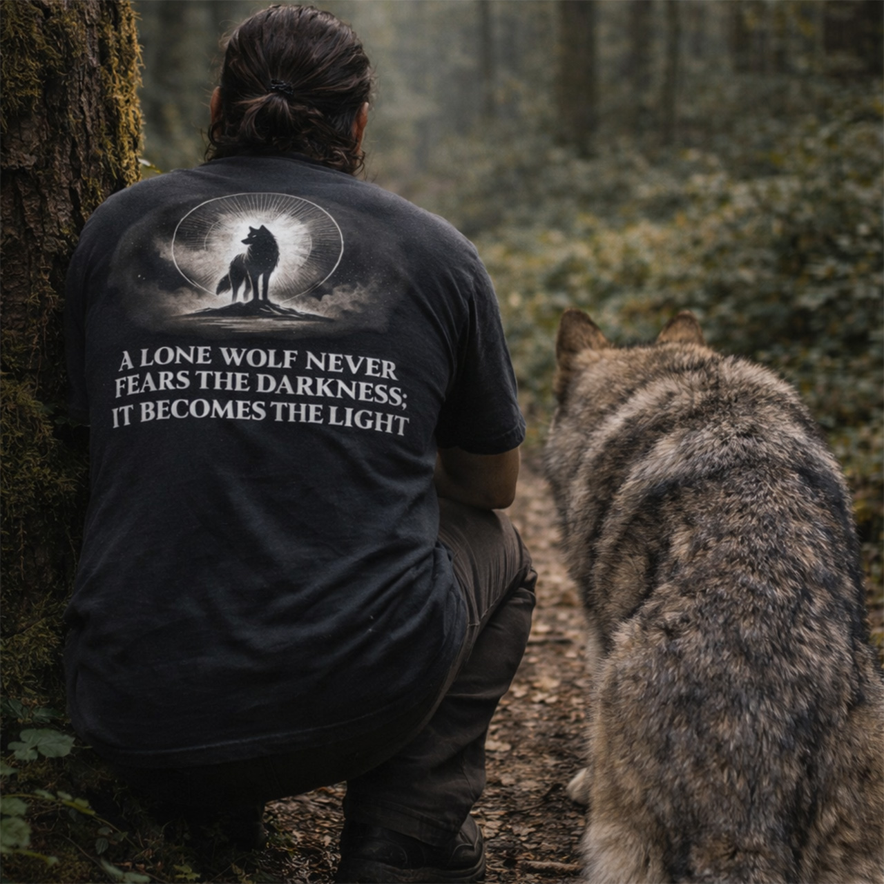 A Lone Wolf Never Fears the Dark V-Neck Tee | Lightweight &amp; Breathable product thumbnail image