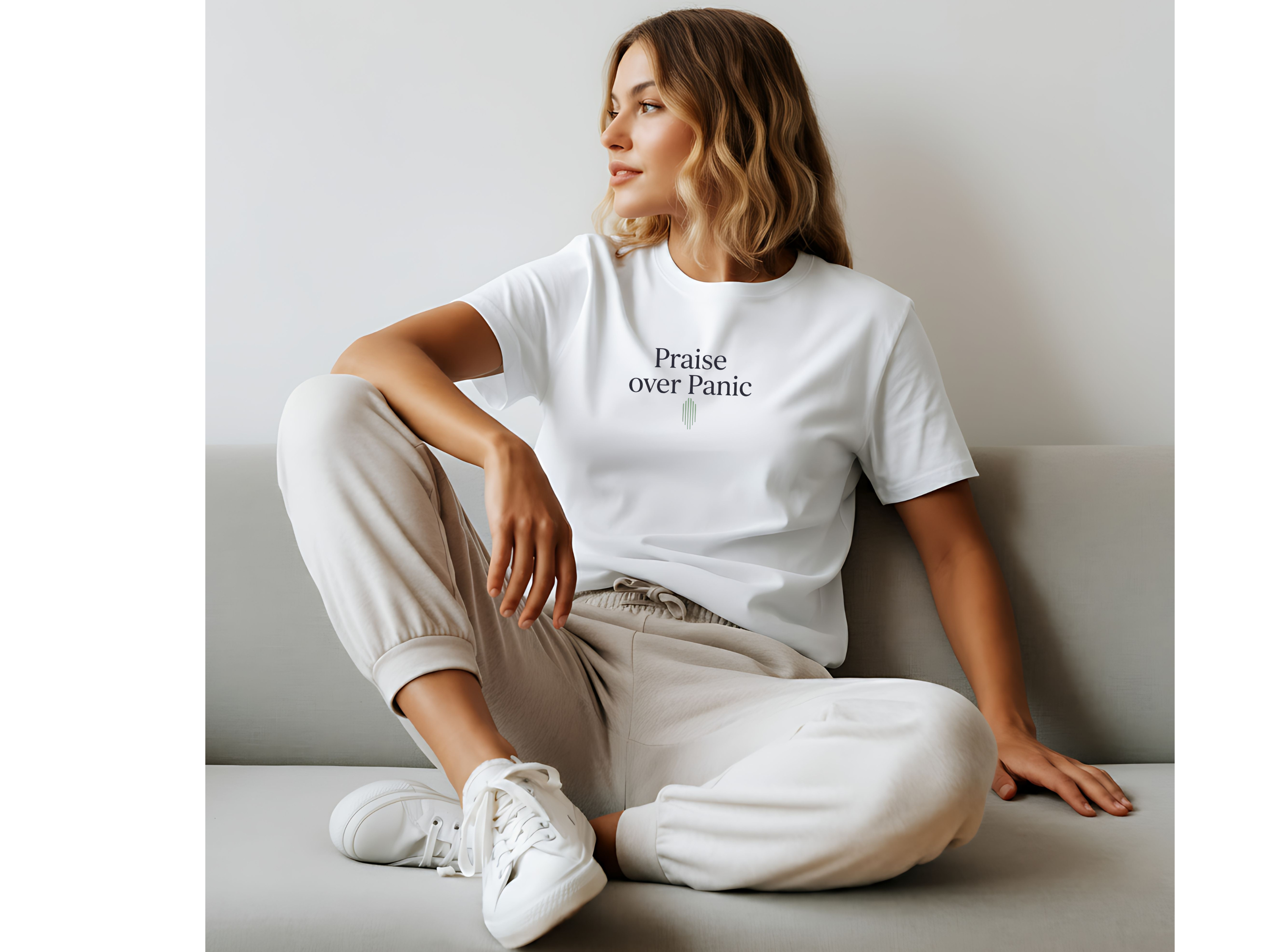 Praise Over Panic T‑Shirt — Minimal Christian Faith Tee product thumbnail image