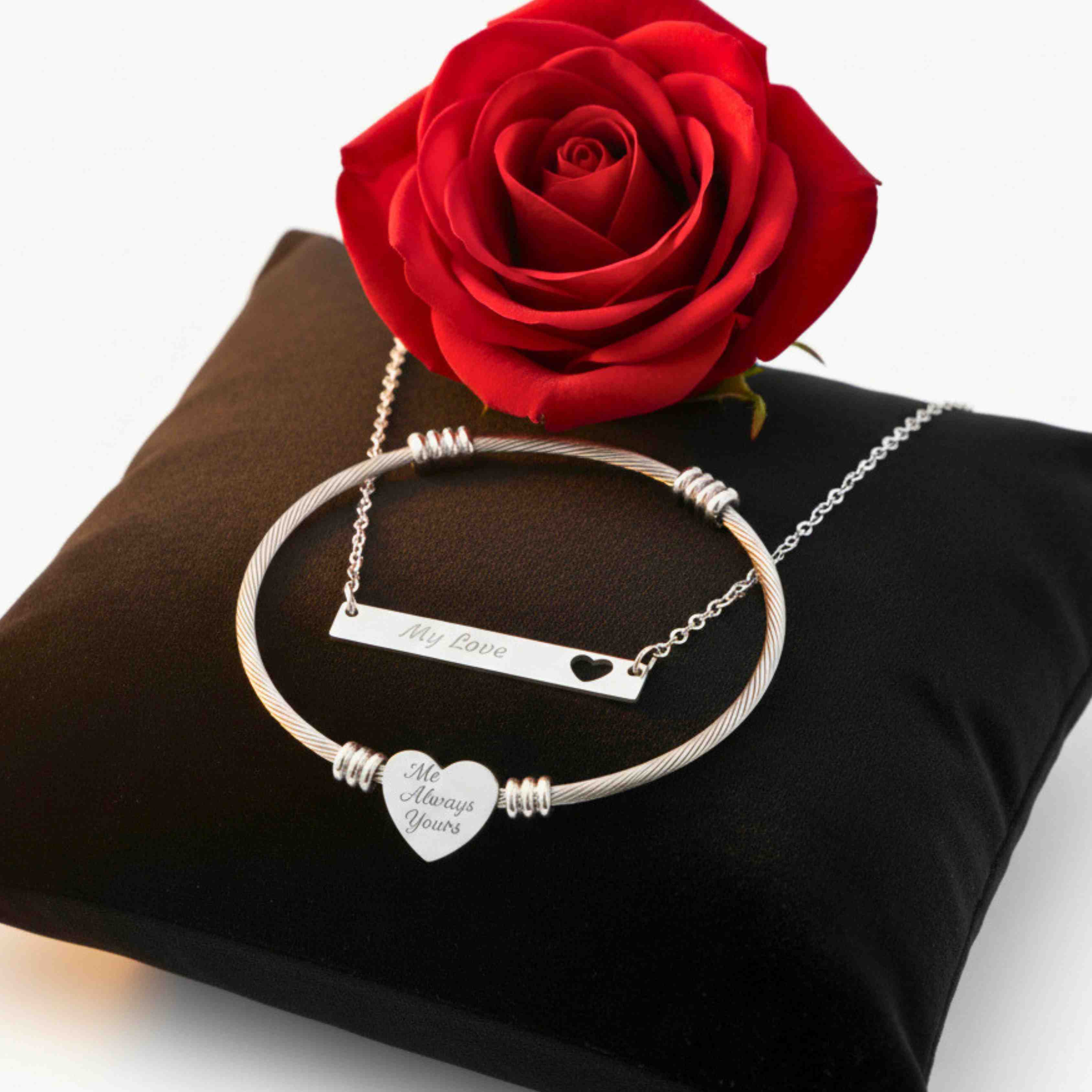 The Beloved Collection | Cutout Heart Bar Necklace, Engraved Name Bar Necklace | Personalized Bar Pendant product thumbnail image