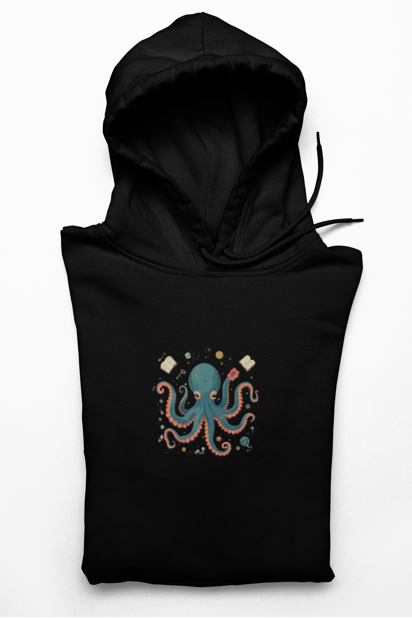 Multitasker Octopus Hoodie – Many Minds, One Goal | Thinking Creatures™ | Ocean Nautical Graphic Pullover product thumbnail image