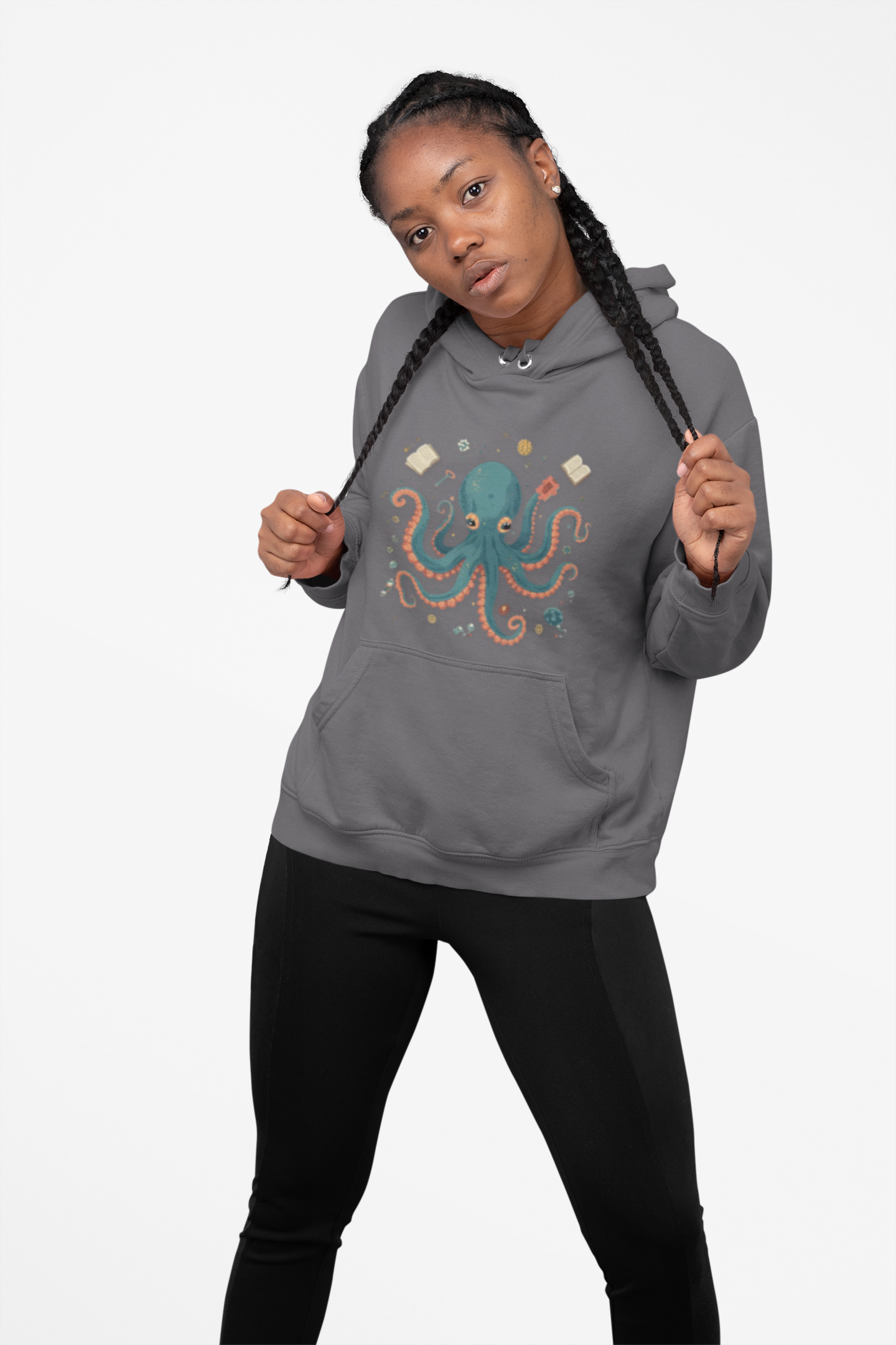 Multitasker Octopus Hoodie – Many Minds, One Goal | Thinking Creatures™ | Ocean Nautical Graphic Pullover product thumbnail image Multitasker Octopus Hoodie – Many Minds, One Goal | Thinking Creatures™ | Ocean Nautical Graphic Pullover product thumbnail image