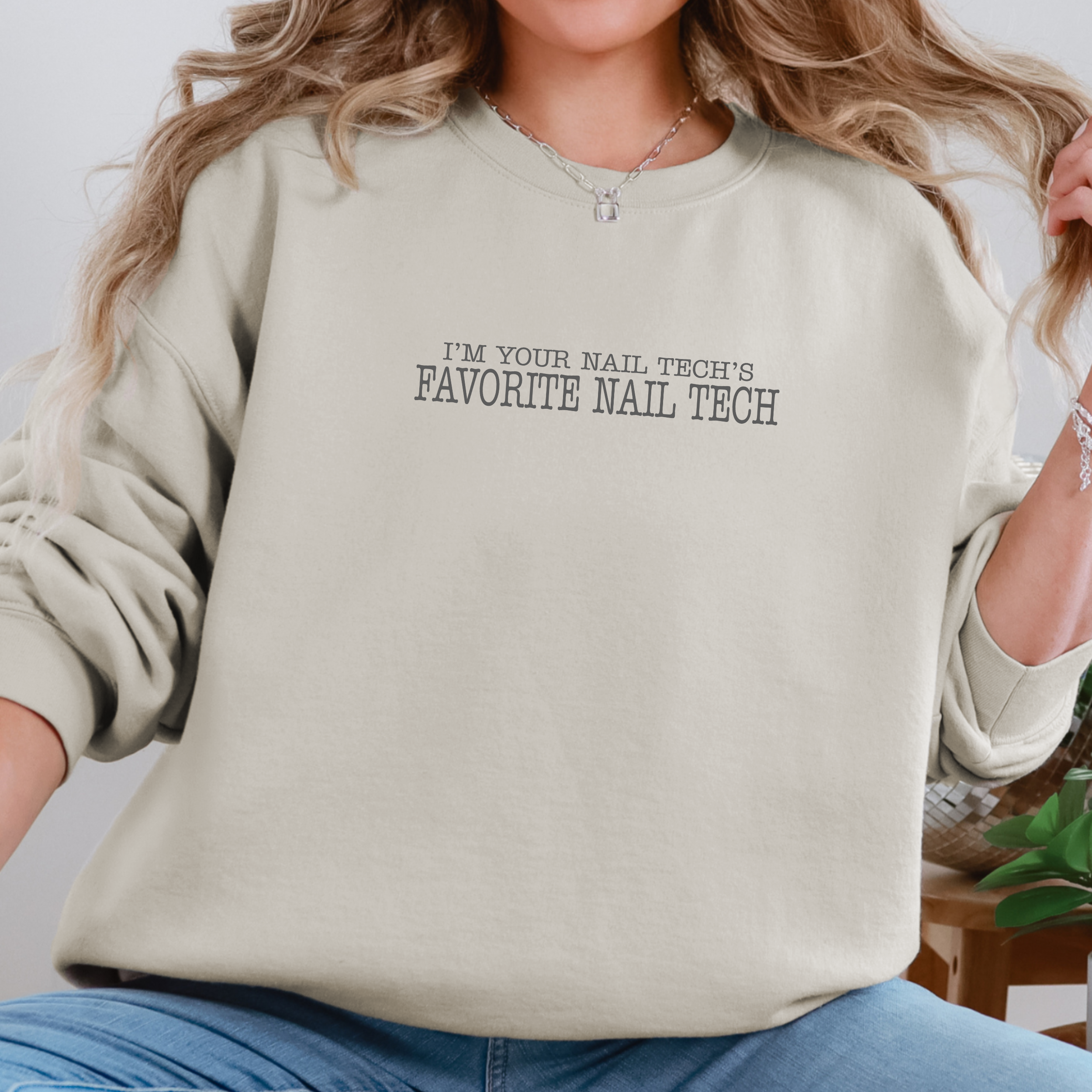 I'm Your Nail Tech's Favorite Nail Tech; Gildan Crewneck Sweatshirt product thumbnail image