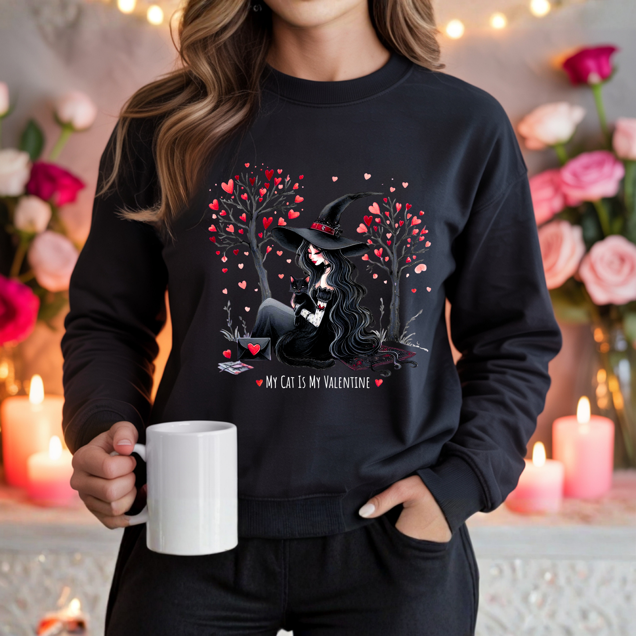 My Cat Is My Valentine – Cozy Witchy Unisex Heavy Blend™ Crewneck Sweatshirt product thumbnail image My Cat Is My Valentine – Cozy Witchy Unisex Heavy Blend™ Crewneck Sweatshirt product thumbnail image