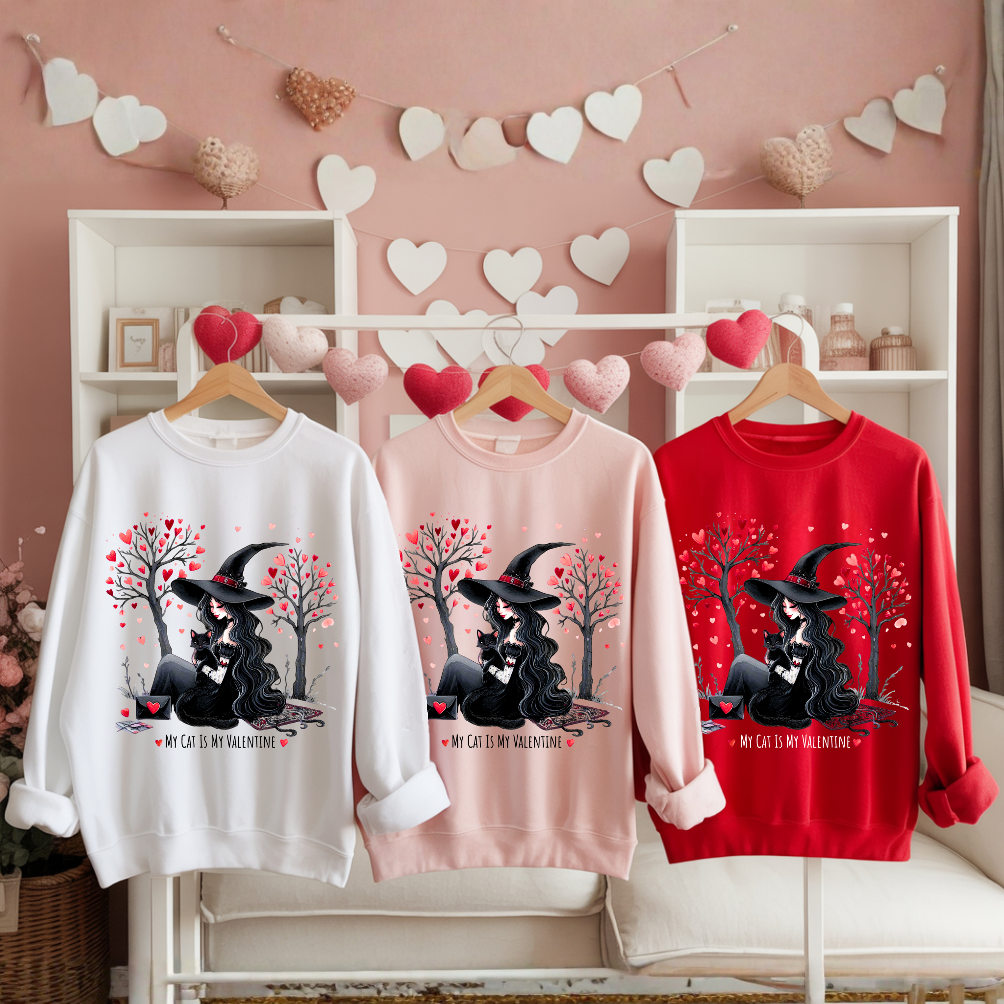 My Cat Is My Valentine – Cozy Witchy Unisex Heavy Blend™ Crewneck Sweatshirt product thumbnail image My Cat Is My Valentine – Cozy Witchy Unisex Heavy Blend™ Crewneck Sweatshirt product thumbnail image