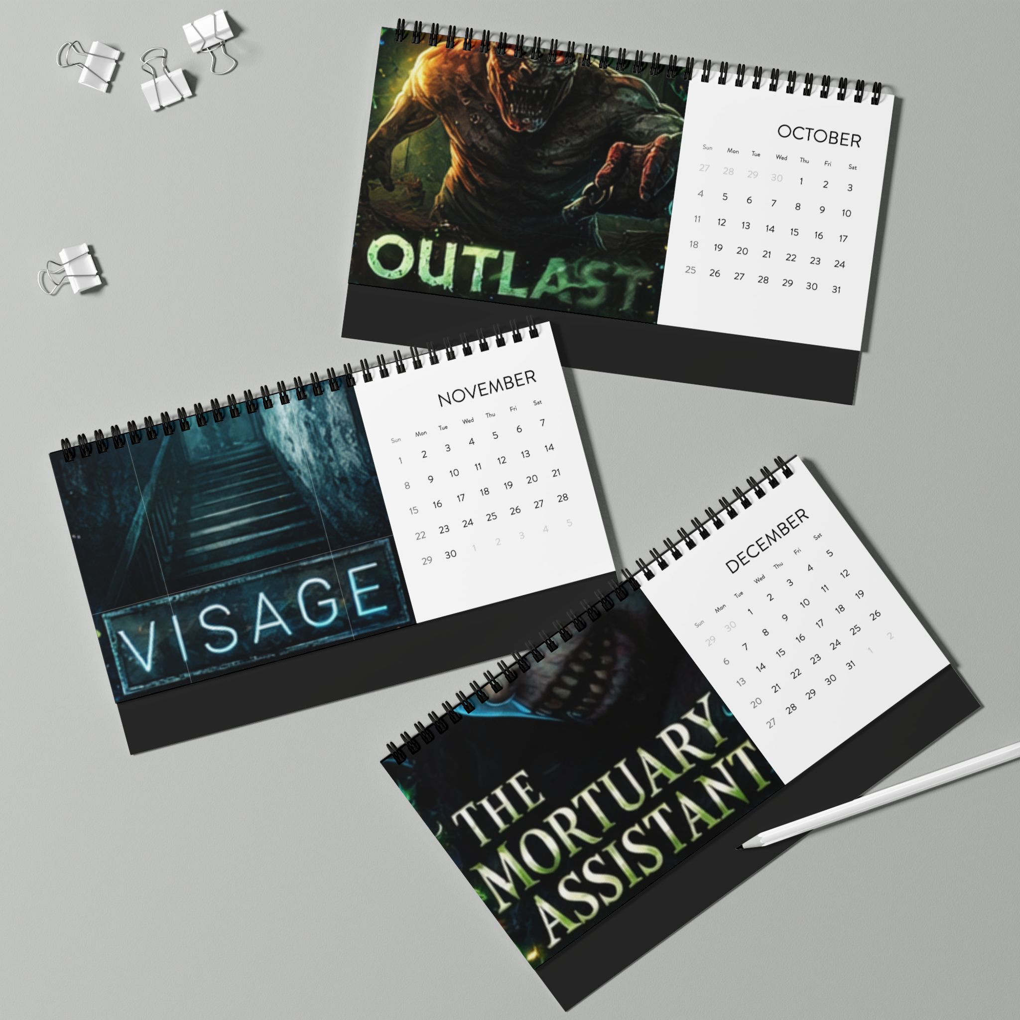 Horror Hunt 2026 Desk Calendar | Spiral Desktop Calendar with Monthly Grid product thumbnail image